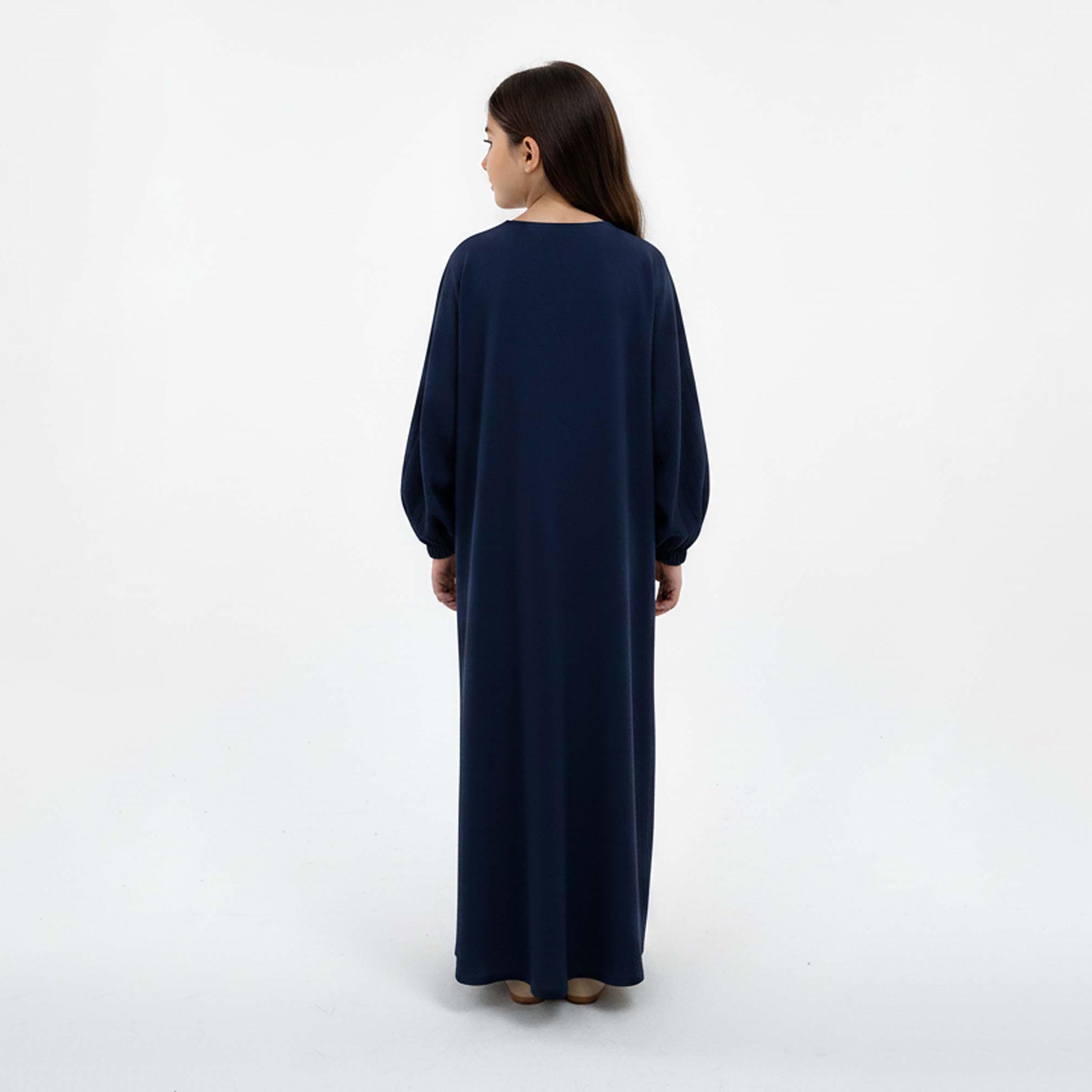 Msquare Fashion Textured Bishop Sleeves Harir Maqsood Girls Prayer Abaya-girls-arabicclothing-abayas-image-4