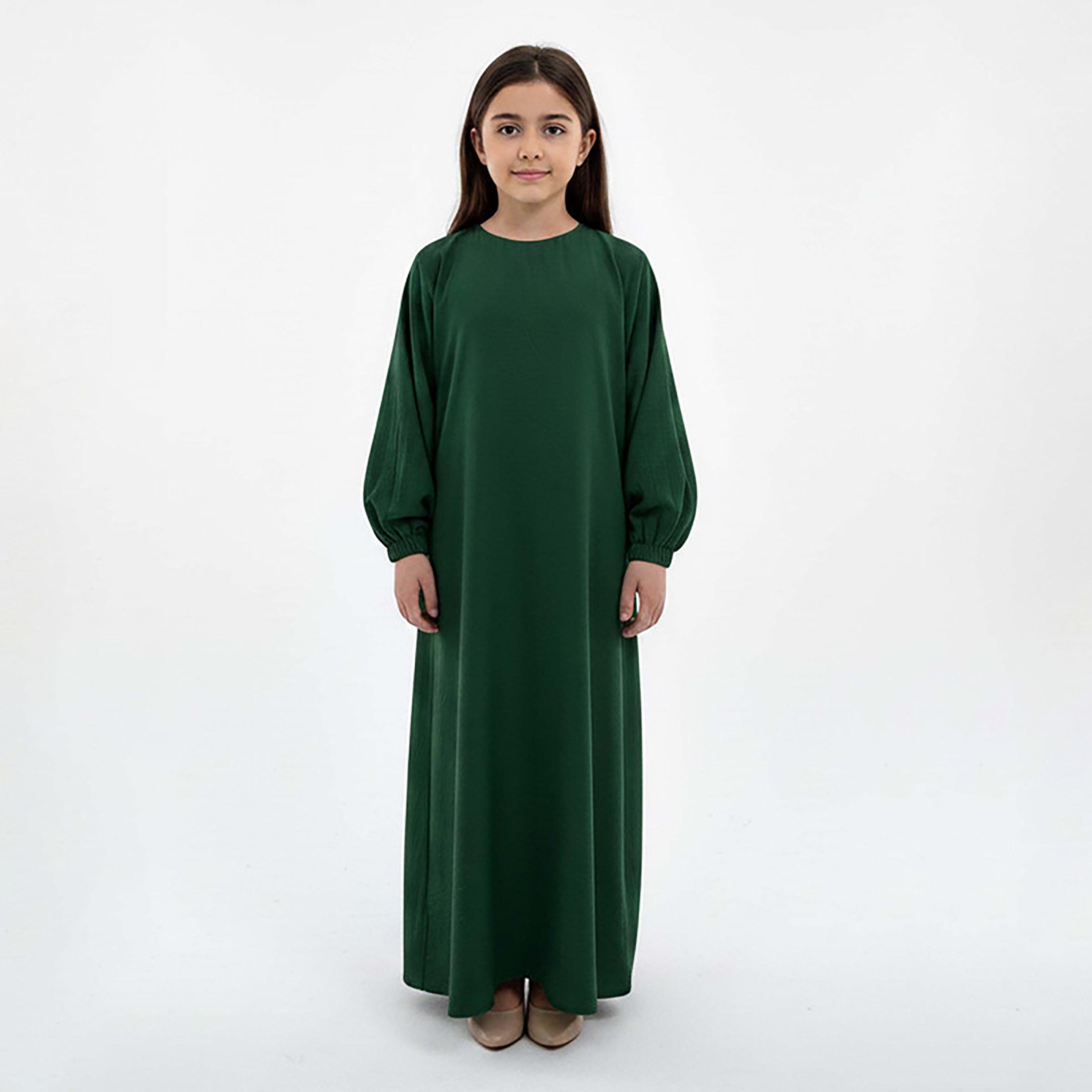 Msquare Fashion Textured Bishop Sleeves Harir Maqsood Girls Prayer Abaya-girls-arabicclothing-abayas-image-1
