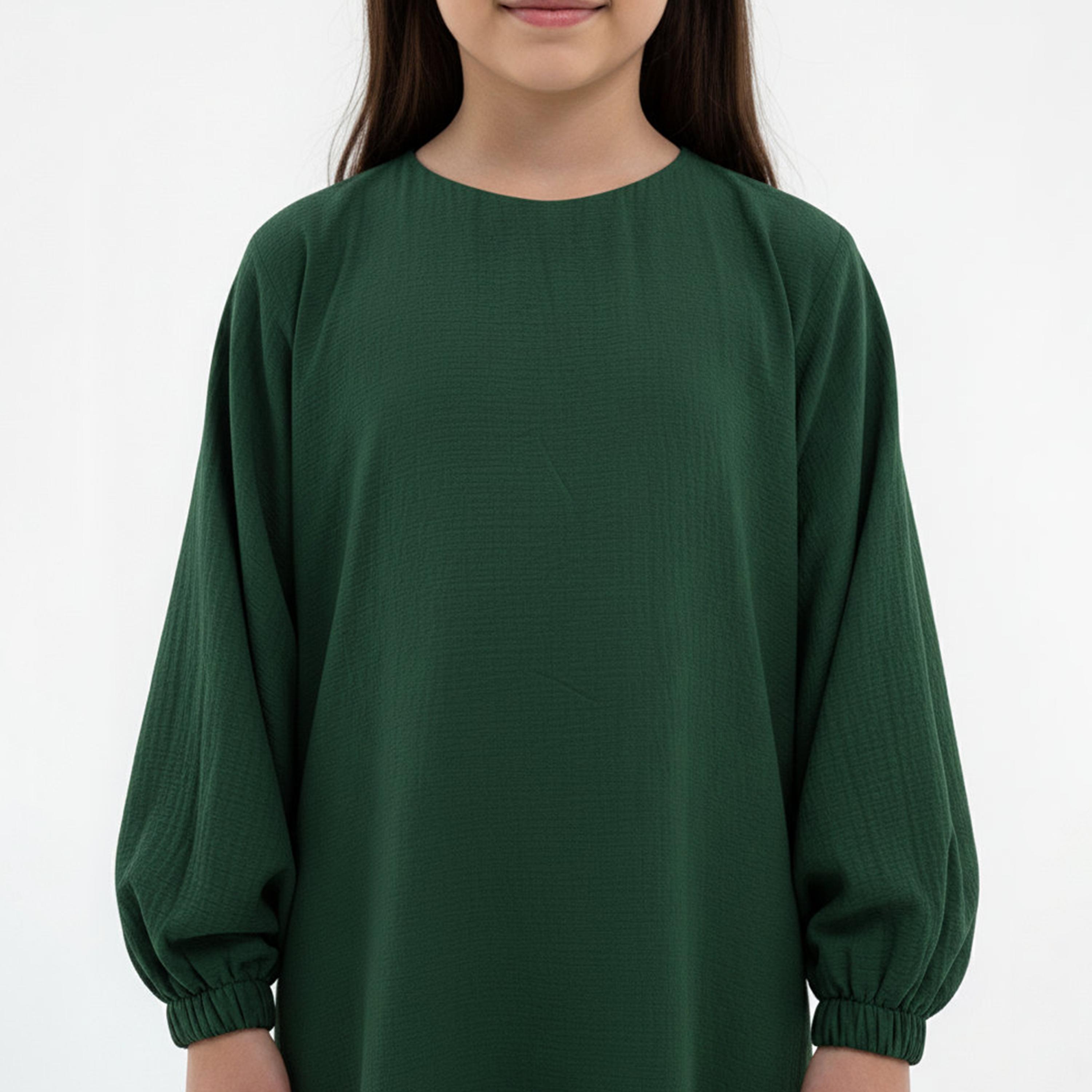 Msquare Fashion Textured Bishop Sleeves Harir Maqsood Girls Prayer Abaya-girls-arabicclothing-abayas-image-2