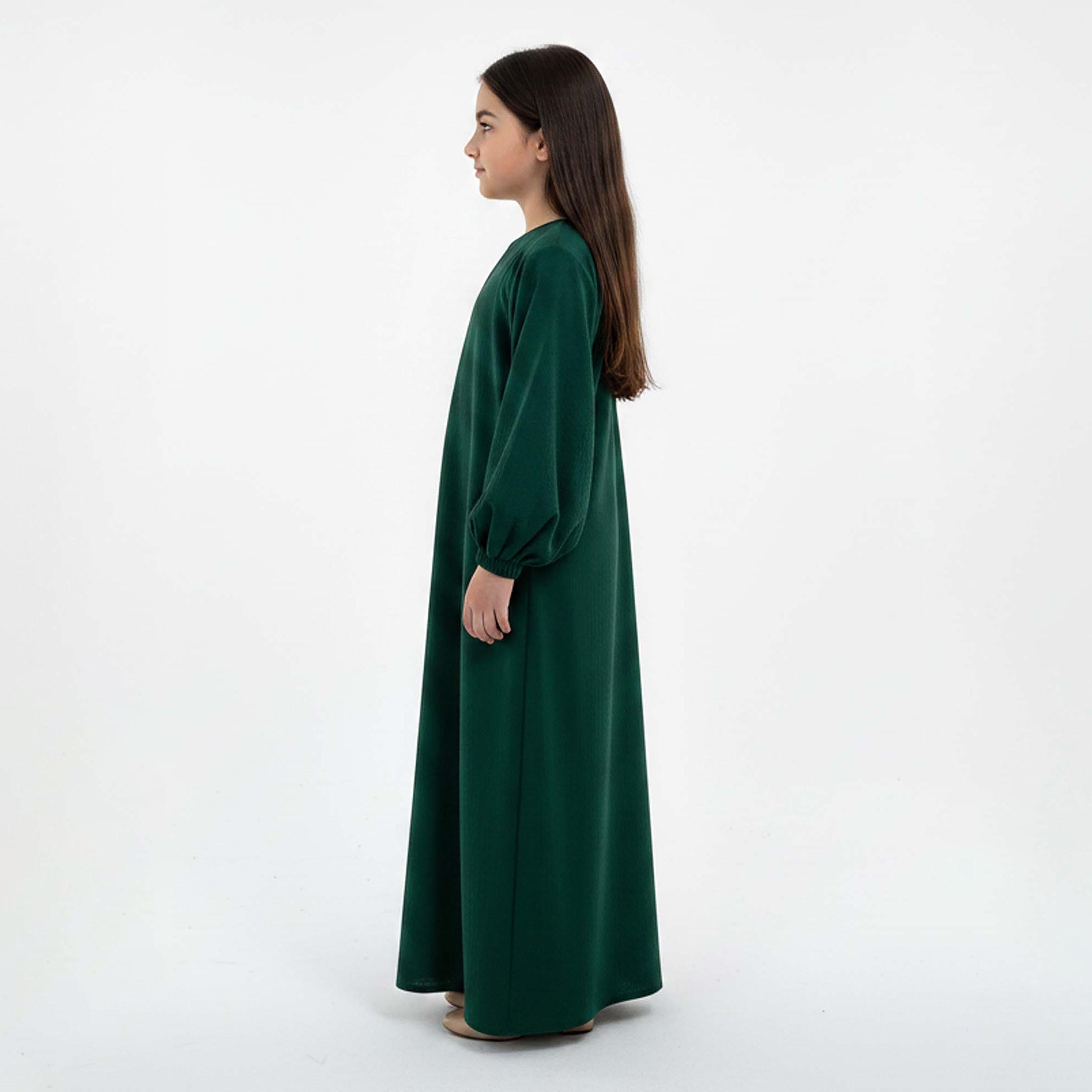 Msquare Fashion Textured Bishop Sleeves Harir Maqsood Girls Prayer Abaya-girls-arabicclothing-abayas-image-3