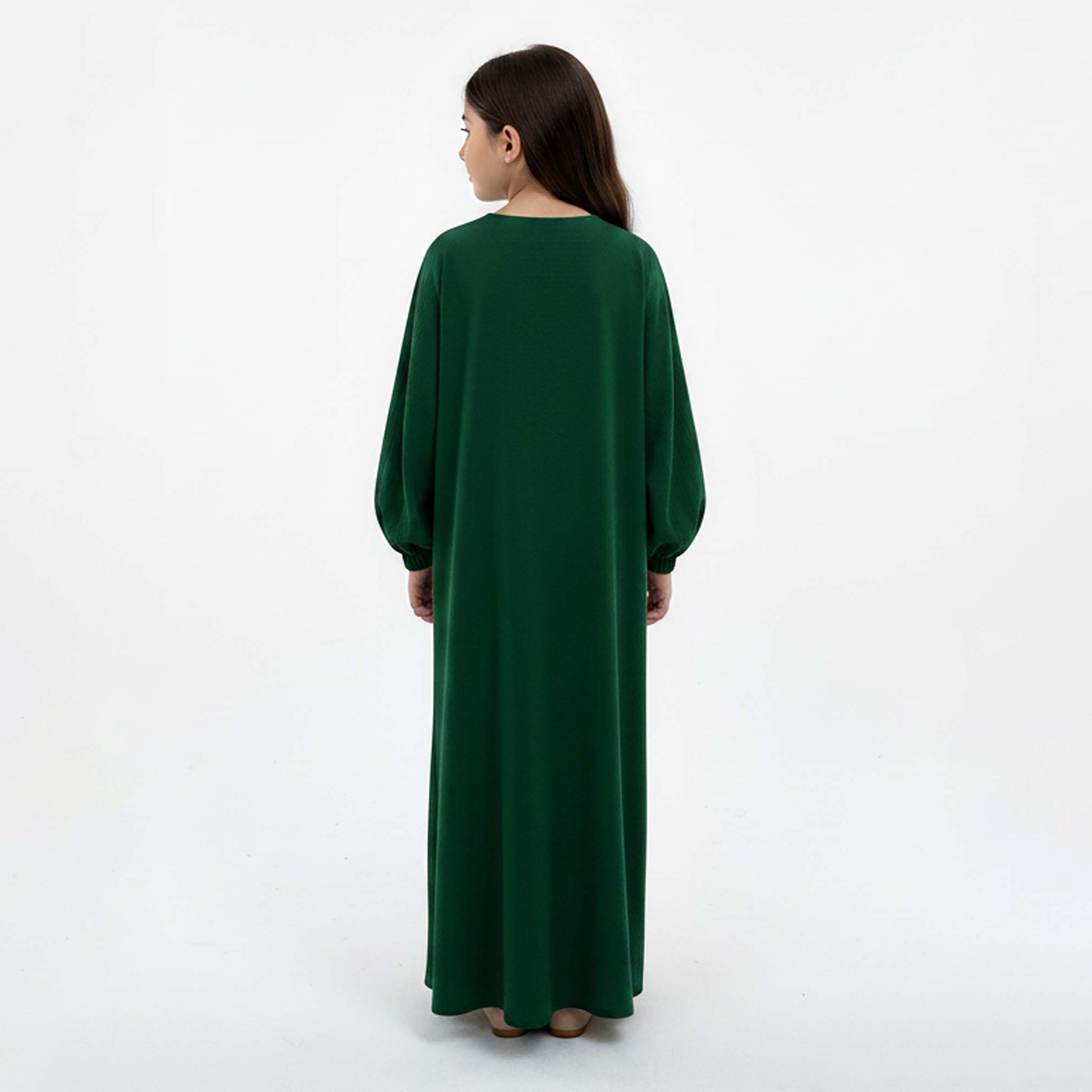 Msquare Fashion Textured Bishop Sleeves Harir Maqsood Girls Prayer Abaya-girls-arabicclothing-abayas-image-4