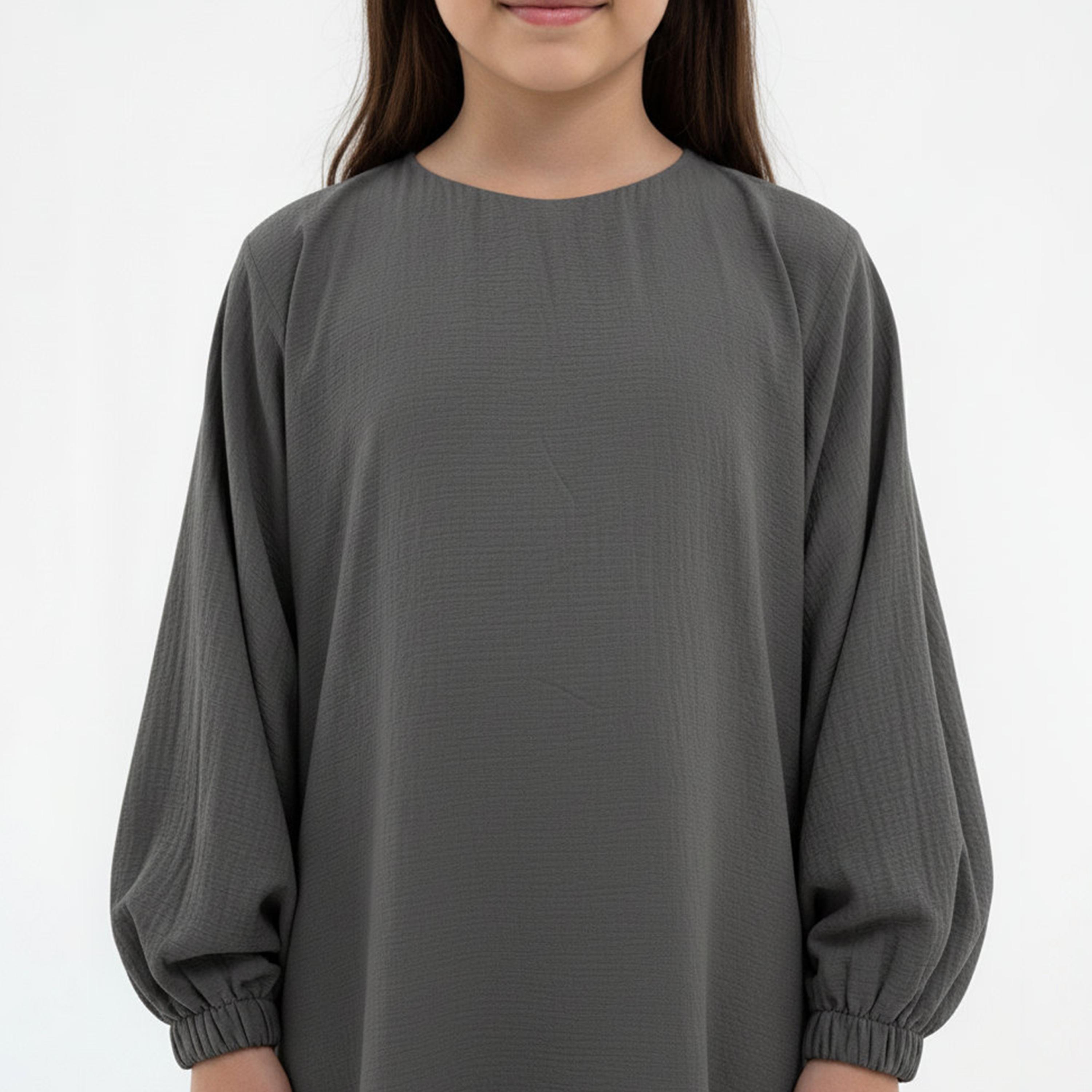 Msquare Fashion Textured Bishop Sleeves Harir Maqsood Girls Prayer Abaya-girls-arabicclothing-abayas-image-2