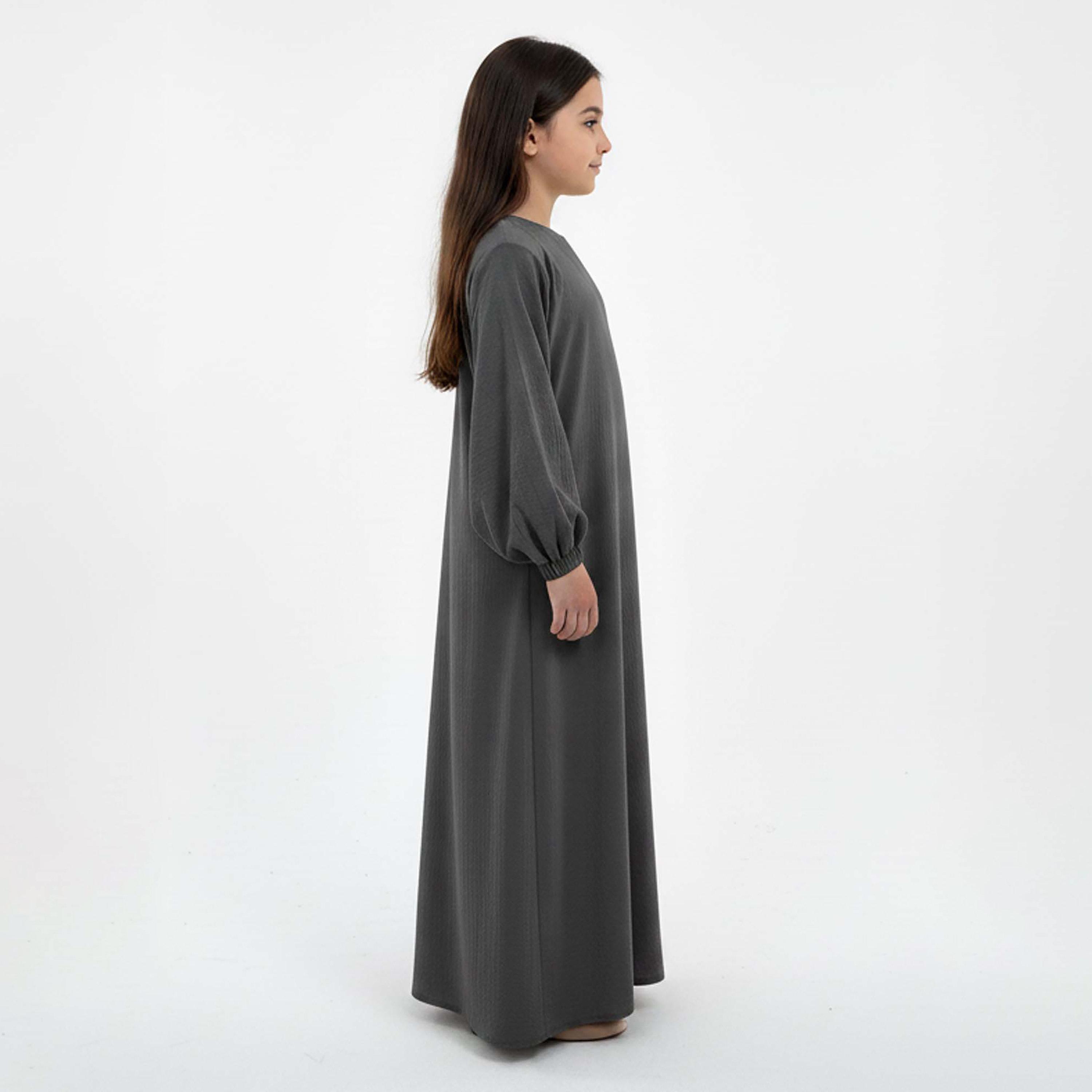 Msquare Fashion Textured Bishop Sleeves Harir Maqsood Girls Prayer Abaya-girls-arabicclothing-abayas-image-3