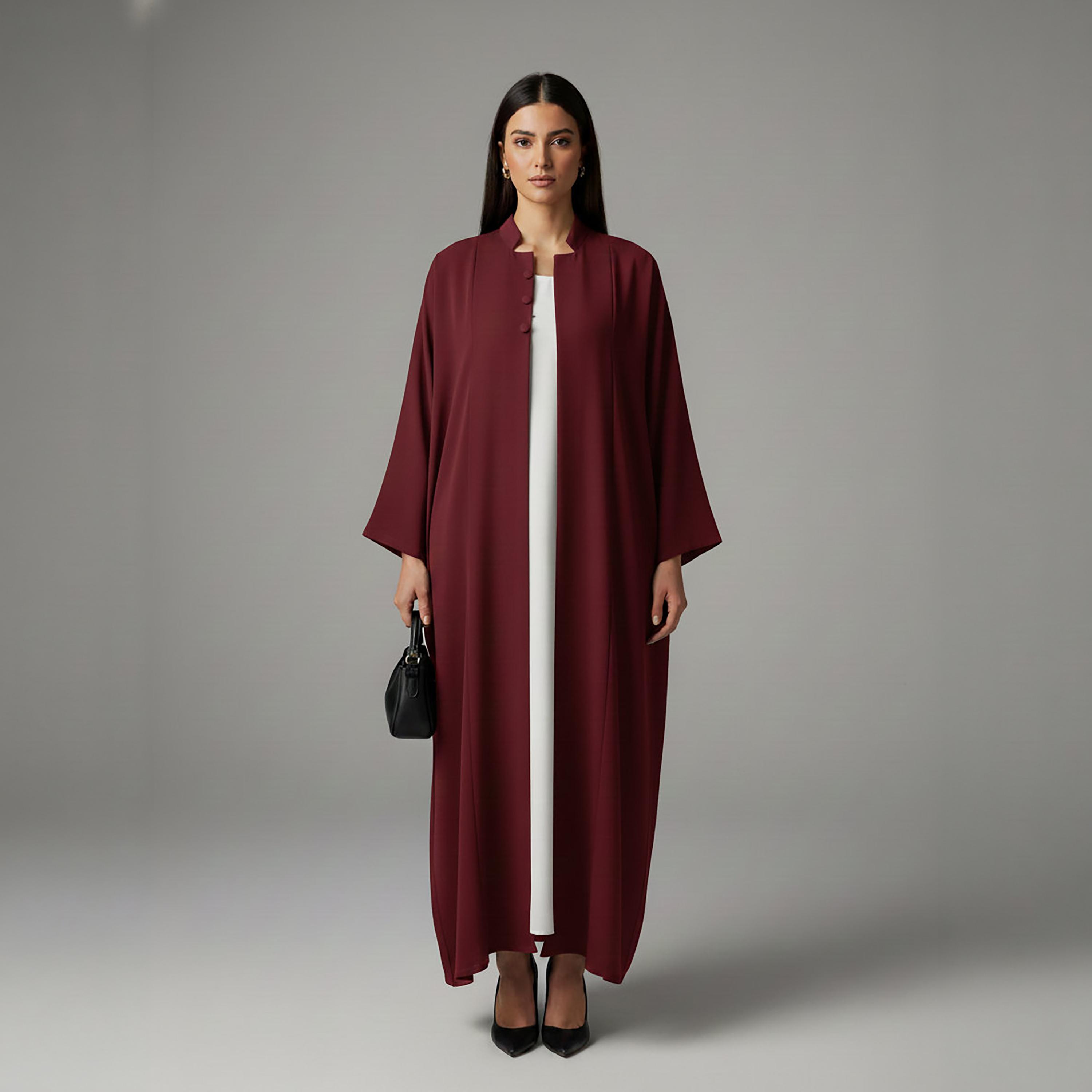 Msquare Fashion Mandarin Collar Korean Nida Women's Korean Abaya-women-arabicclothing-abayas-image-1