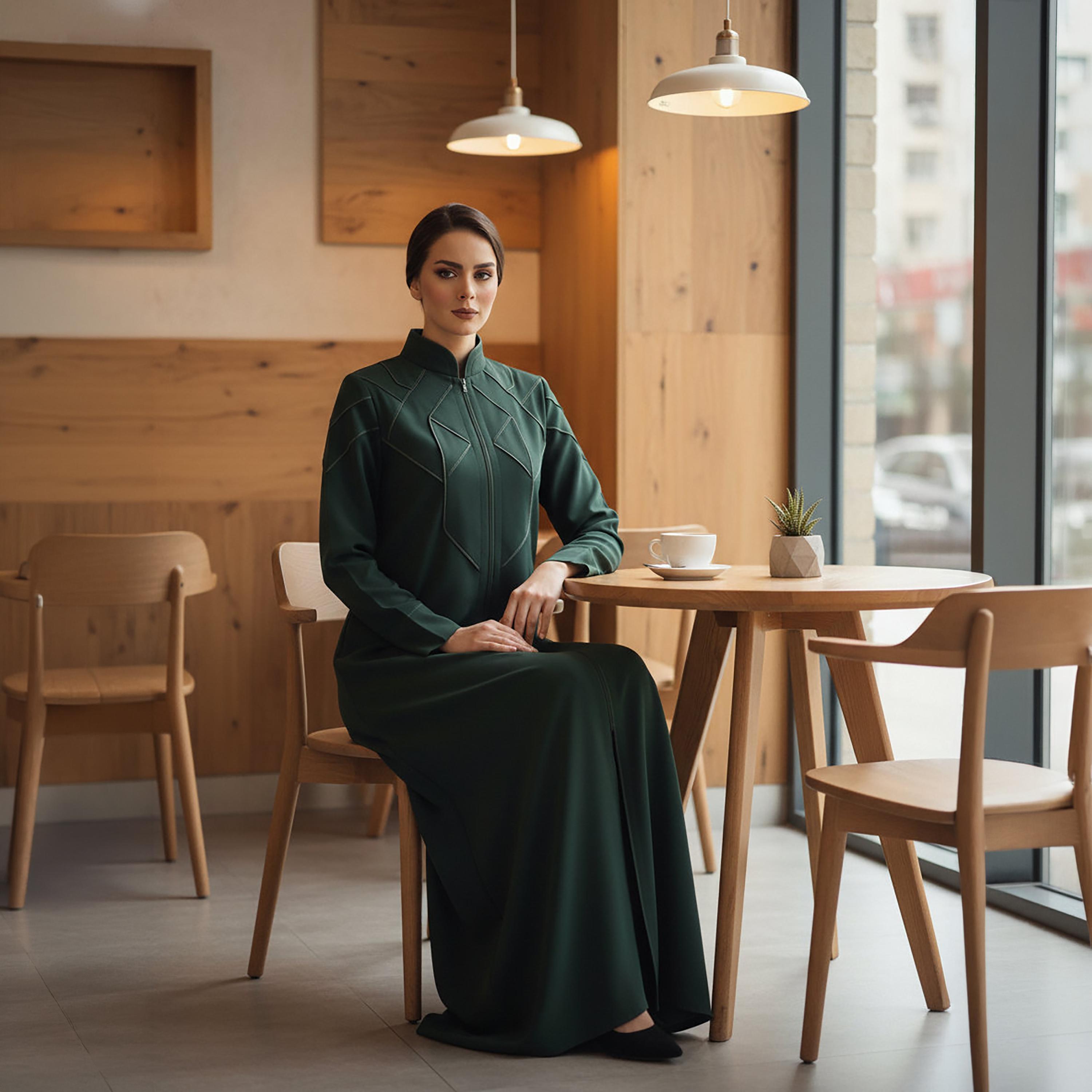 عباءة "كوبرا كريب" بياقة ماندارين وتطريز غرز متباينة للنساء من إم سكوير فاشن-women-arabicclothing-abayas-image-5