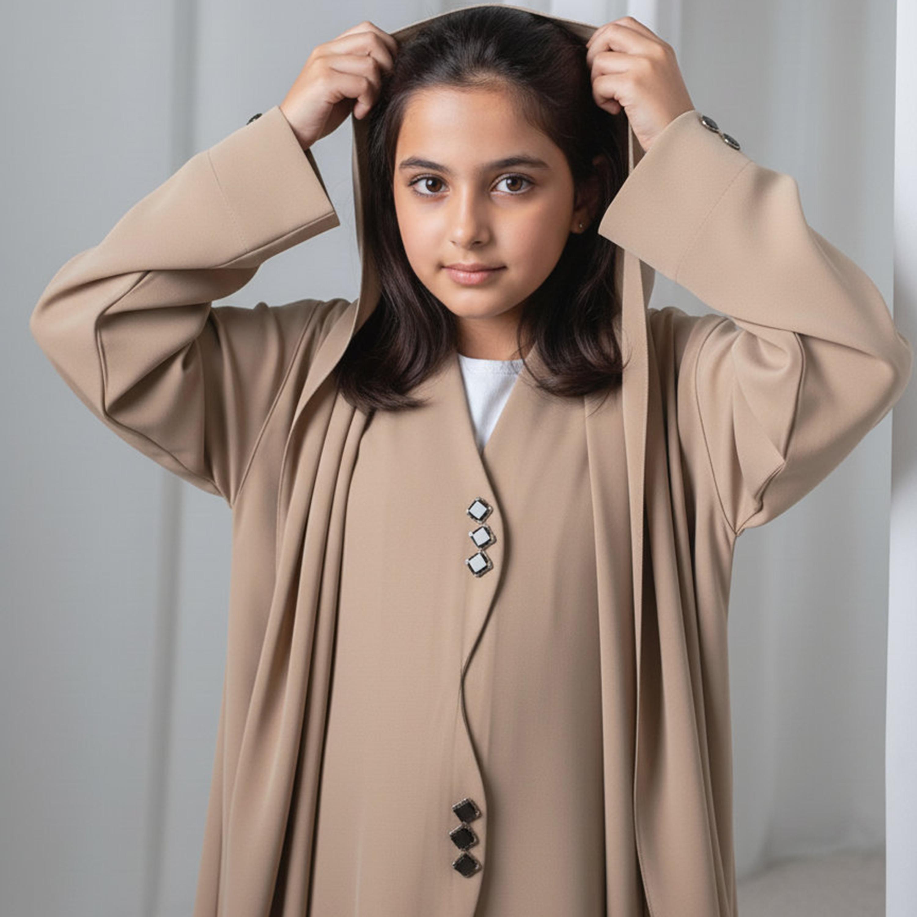 Msquare Fashion Wavy Front Hooded Barbie Crepe Girls Abaya-girls-arabicclothing-abayas-image-2