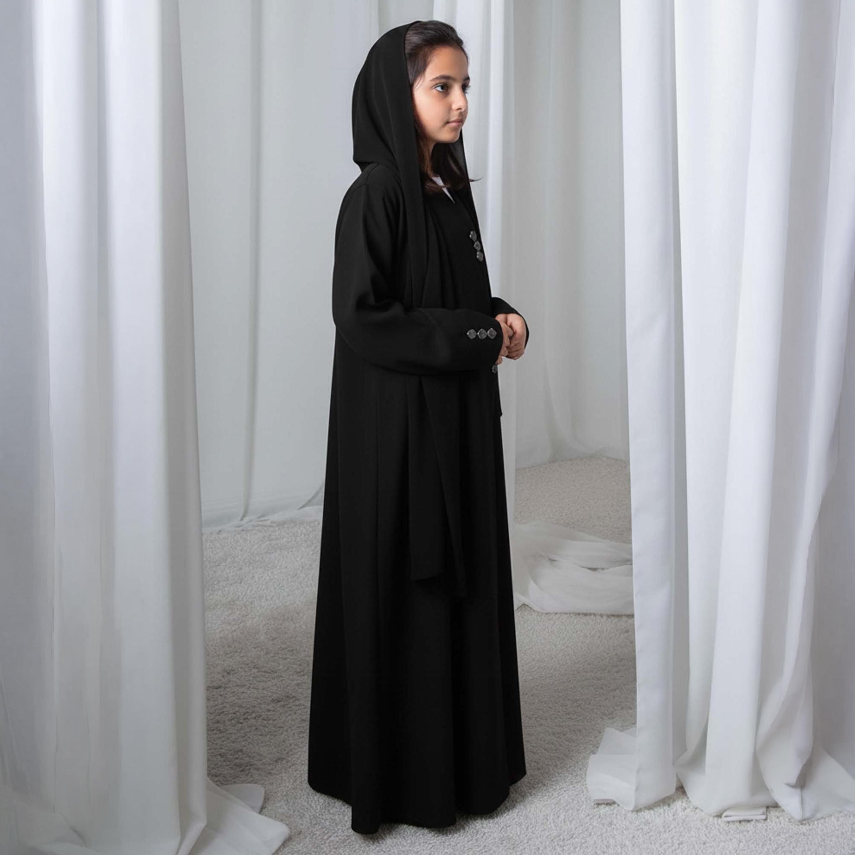 Msquare Fashion Wavy Front Hooded Barbie Crepe Girls Abaya-girls-arabicclothing-abayas-image-3