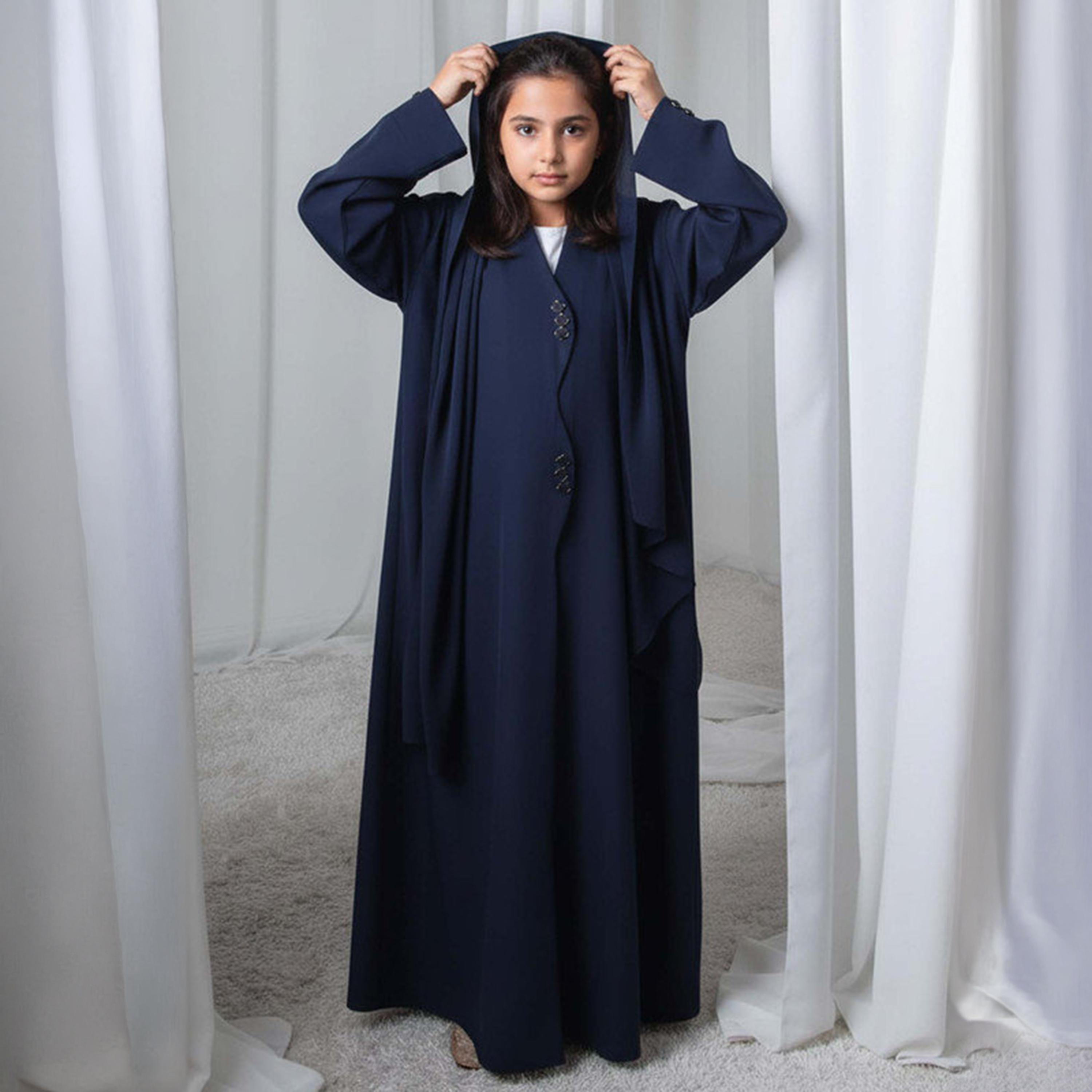 Msquare Fashion Wavy Front Hooded Barbie Crepe Girls Abaya-girls-arabicclothing-abayas-image-1