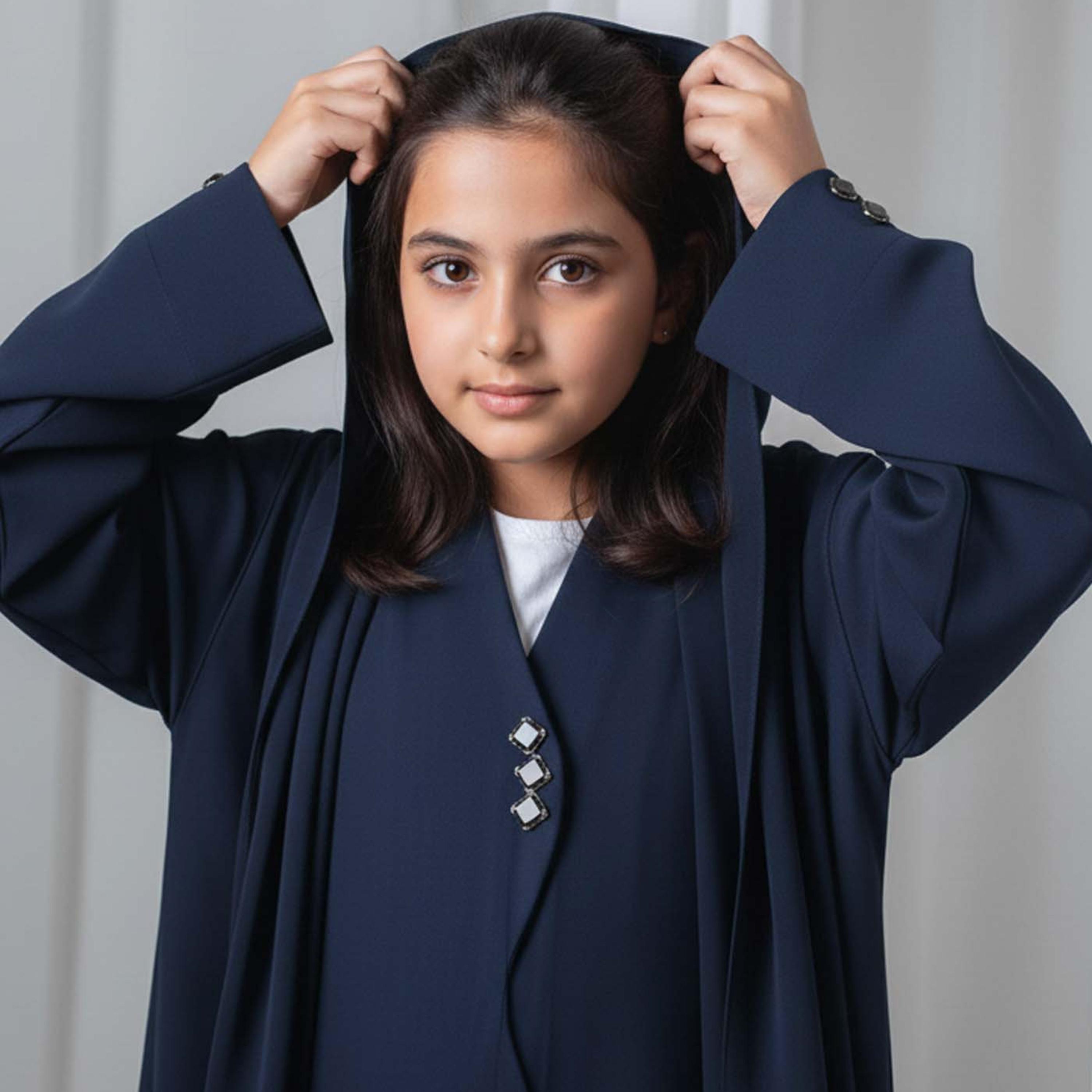 Msquare Fashion Wavy Front Hooded Barbie Crepe Girls Abaya-girls-arabicclothing-abayas-image-2
