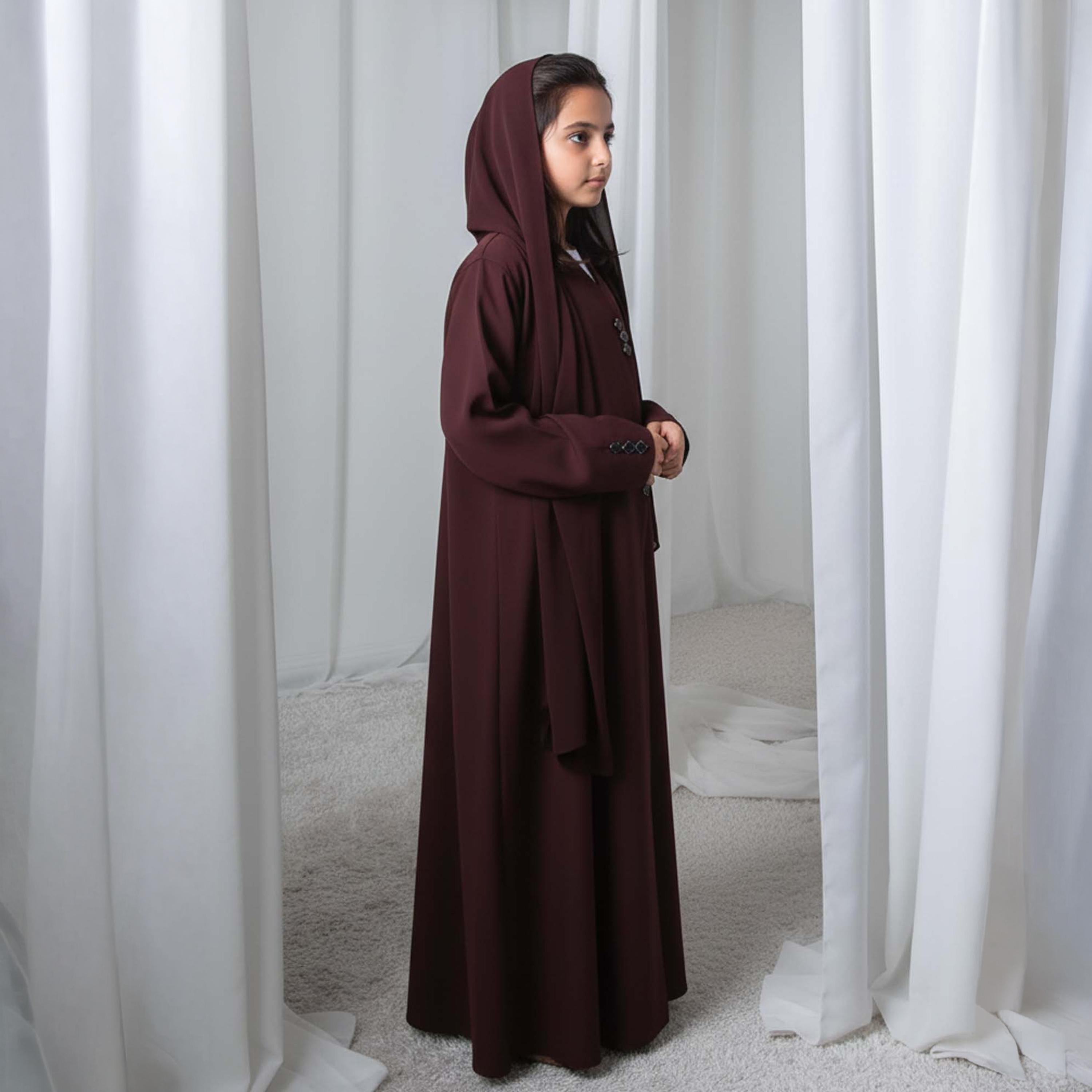 Msquare Fashion Wavy Front Hooded Barbie Crepe Girls Abaya-girls-arabicclothing-abayas-image-3