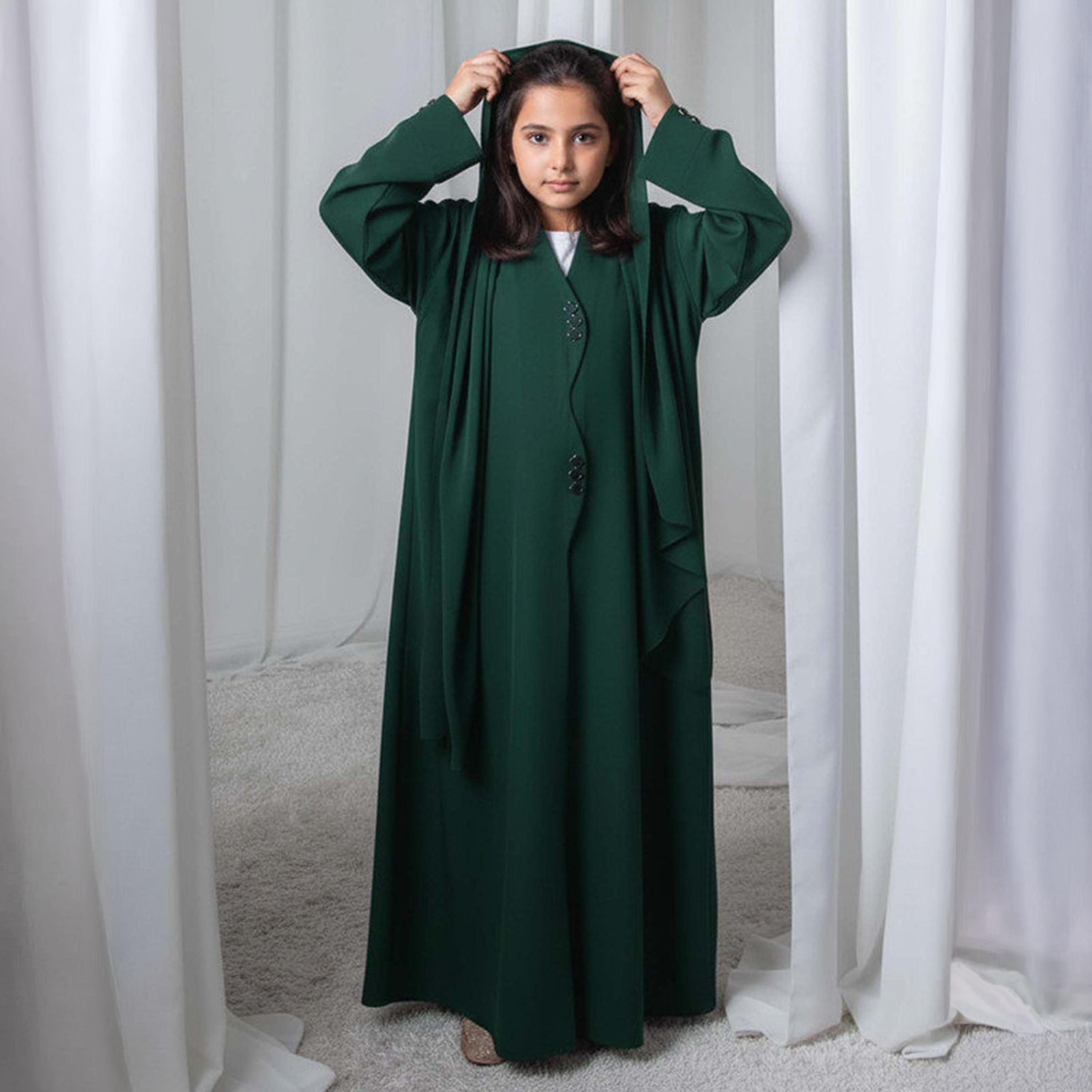 Msquare Fashion Wavy Front Hooded Barbie Crepe Girls Abaya-girls-arabicclothing-abayas-image-1