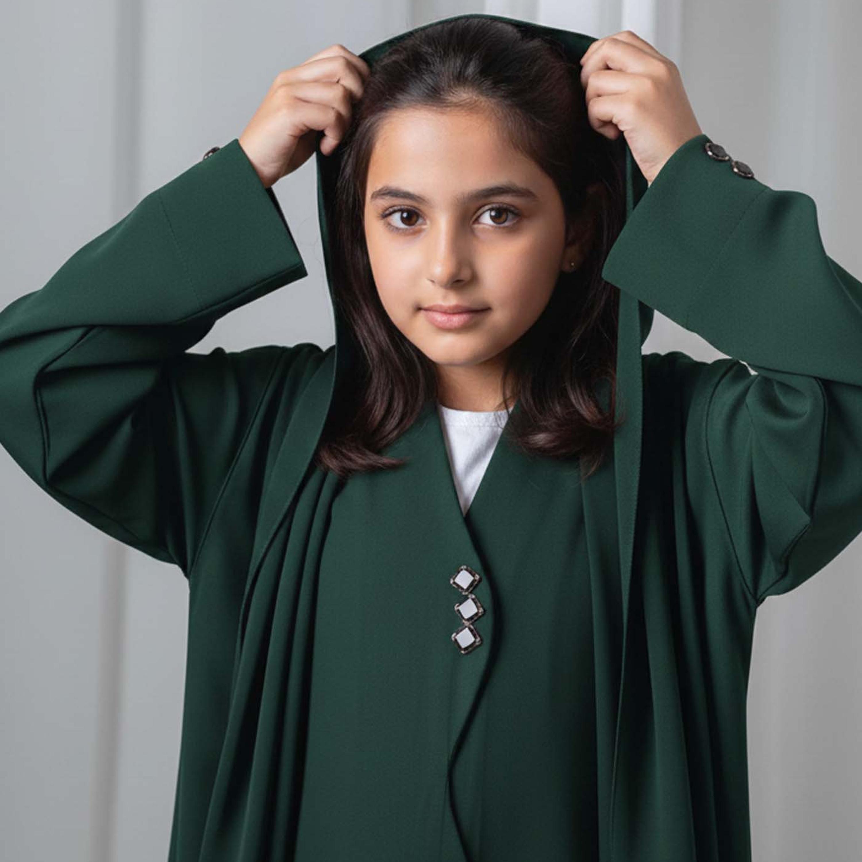 Msquare Fashion Wavy Front Hooded Barbie Crepe Girls Abaya-girls-arabicclothing-abayas-image-2
