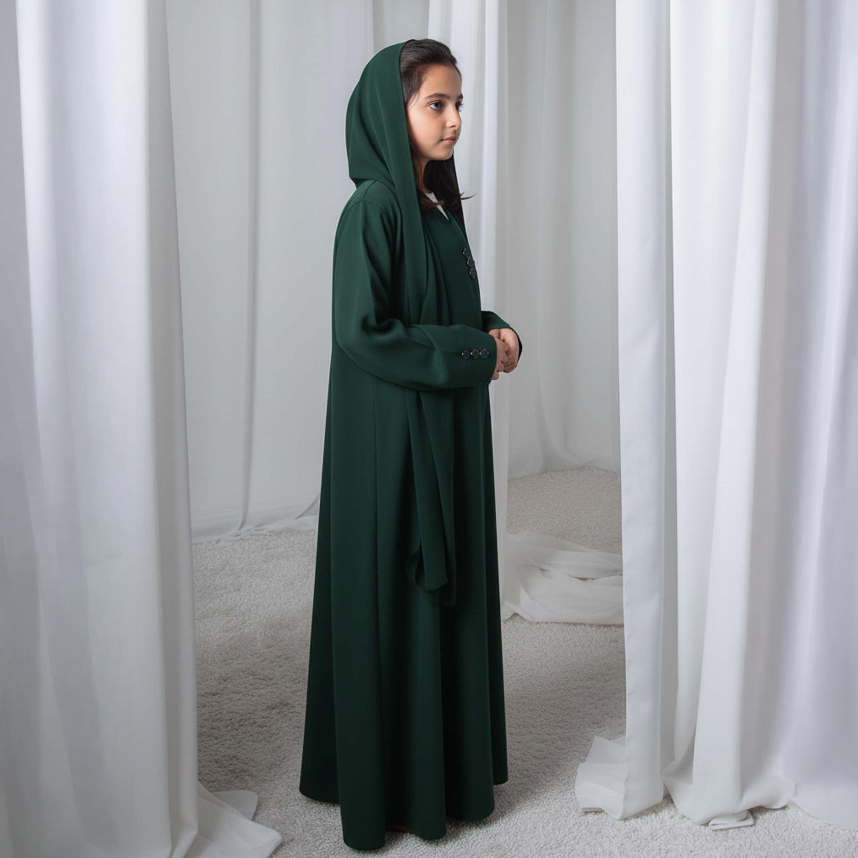 Msquare Fashion Wavy Front Hooded Barbie Crepe Girls Abaya-girls-arabicclothing-abayas-image-3