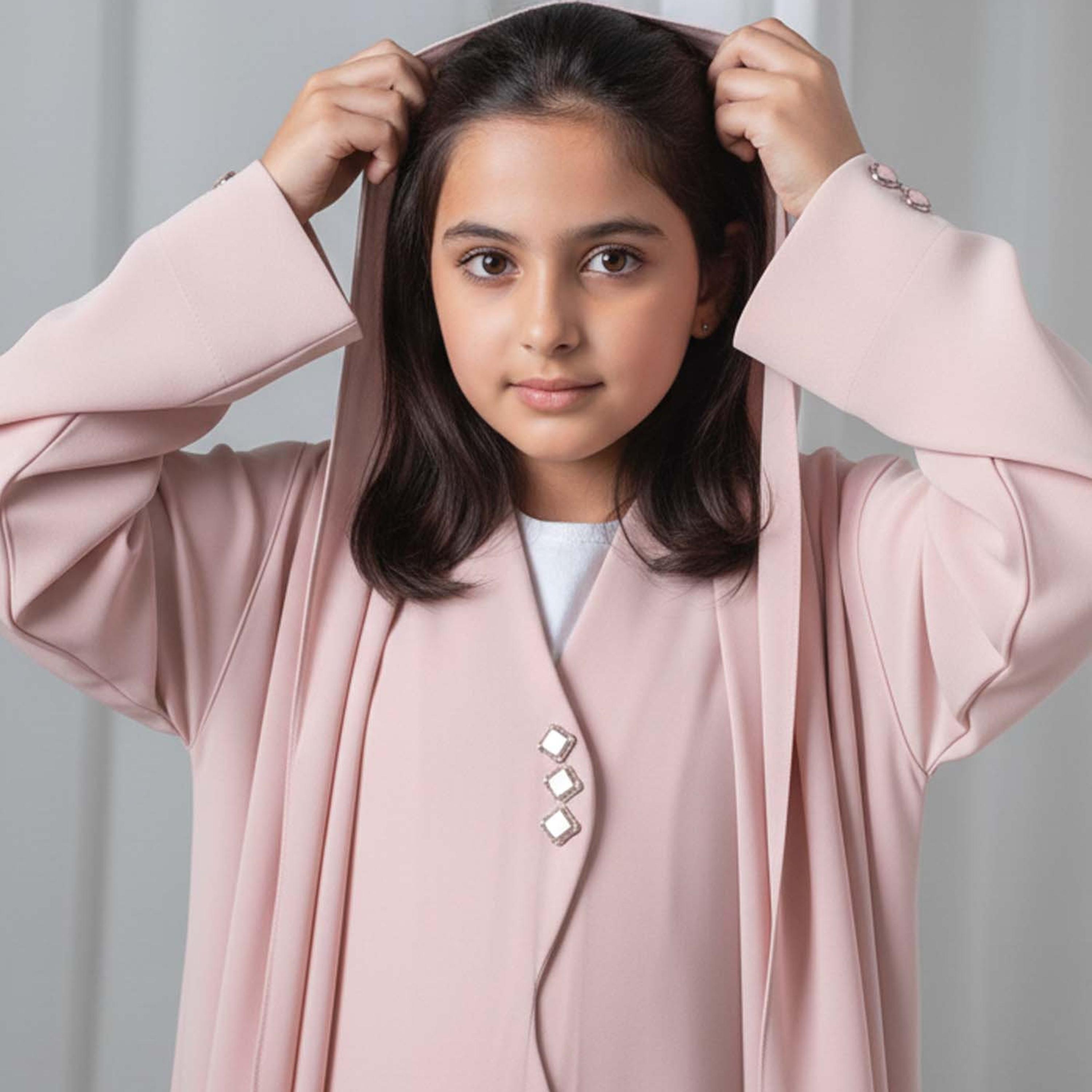 Msquare Fashion Wavy Front Hooded Barbie Crepe Girls Abaya-girls-arabicclothing-abayas-image-2