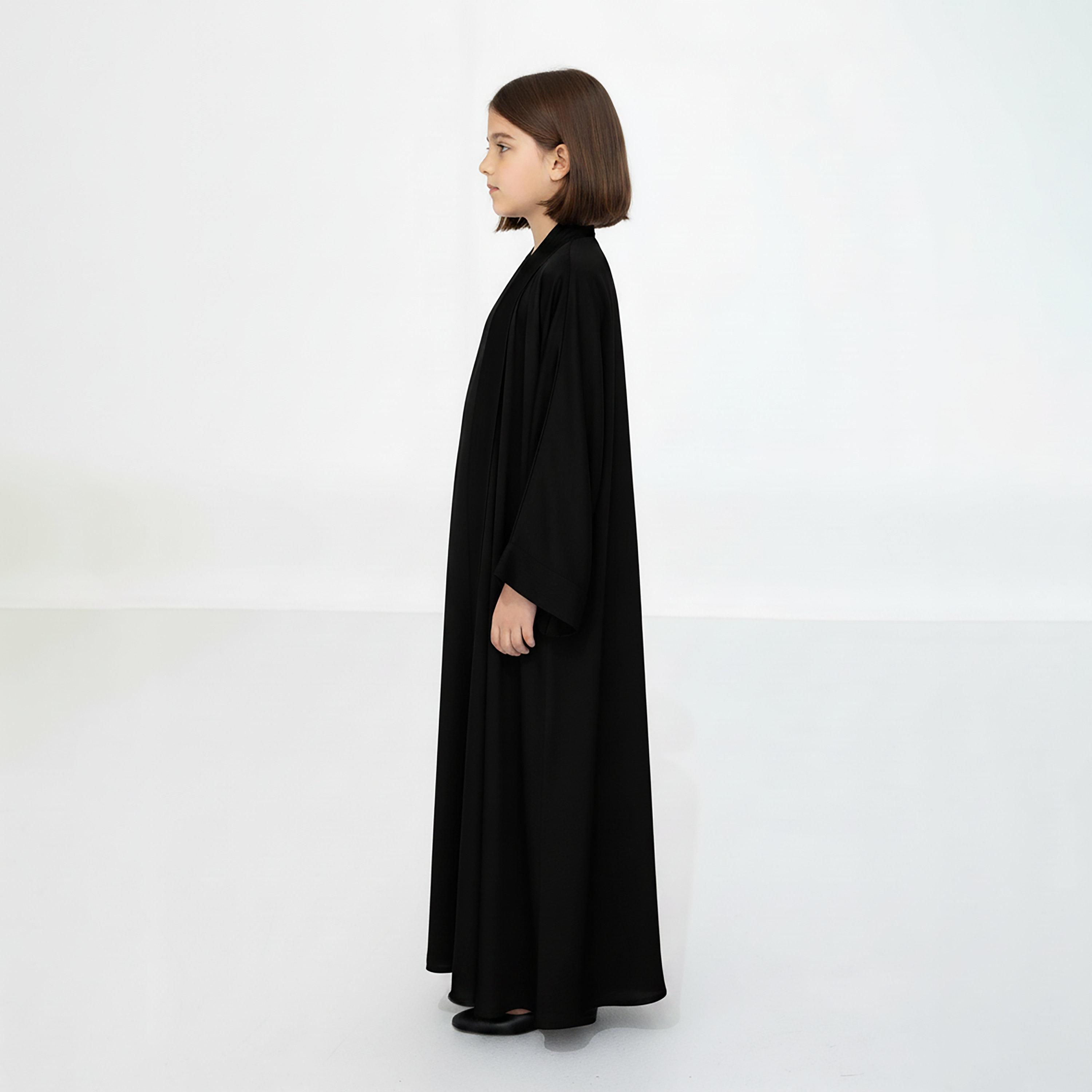 Msquare Fashion 3-Piece Textured Kimono Sleeves Silk Girls Abaya Set-girls-arabicclothing-abayas-image-3