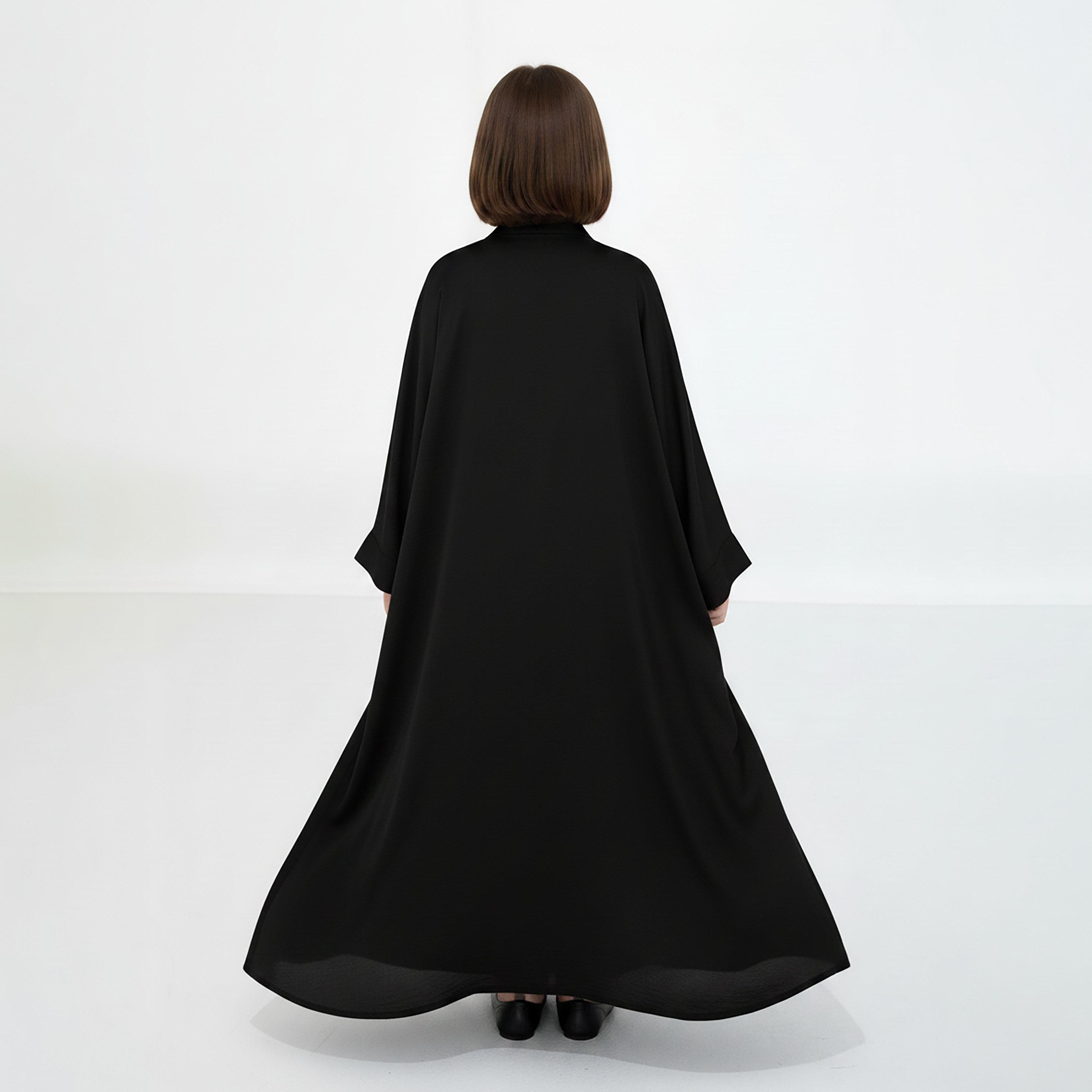 Msquare Fashion 3-Piece Textured Kimono Sleeves Silk Girls Abaya Set-girls-arabicclothing-abayas-image-4