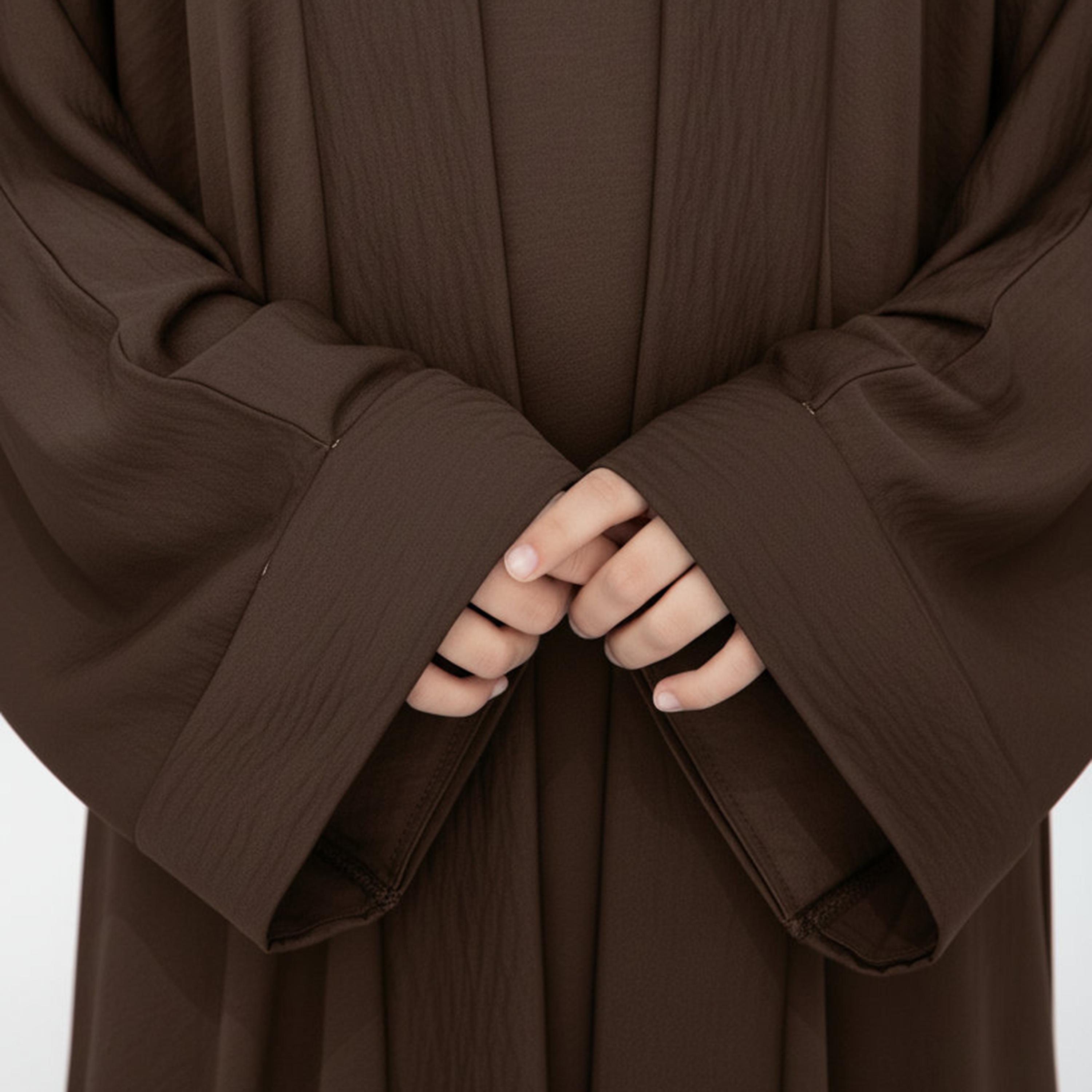 Msquare Fashion 3-Piece Textured Kimono Sleeves Silk Girls Abaya Set-girls-arabicclothing-abayas-image-3
