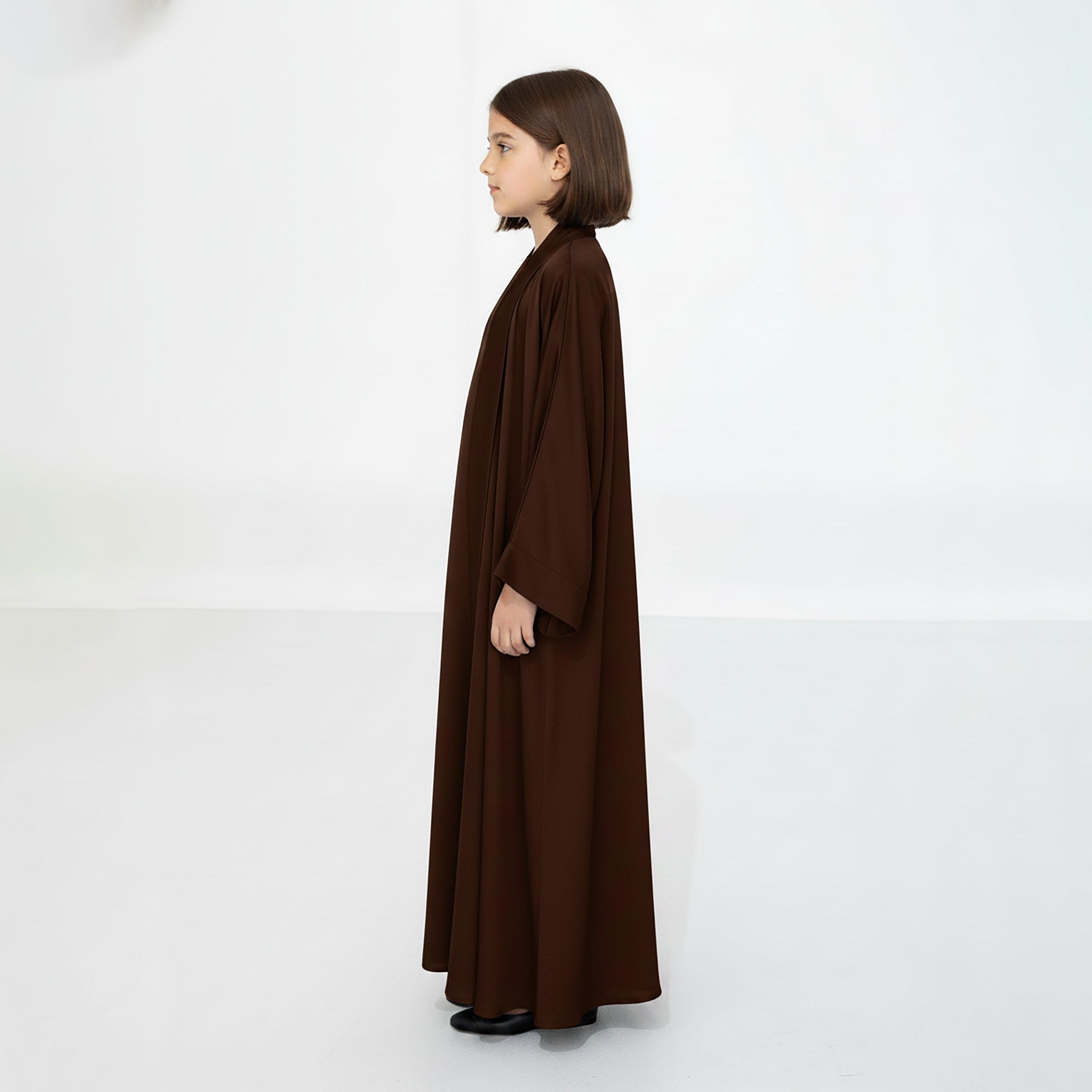 Msquare Fashion 3-Piece Textured Kimono Sleeves Silk Girls Abaya Set-girls-arabicclothing-abayas-image-4