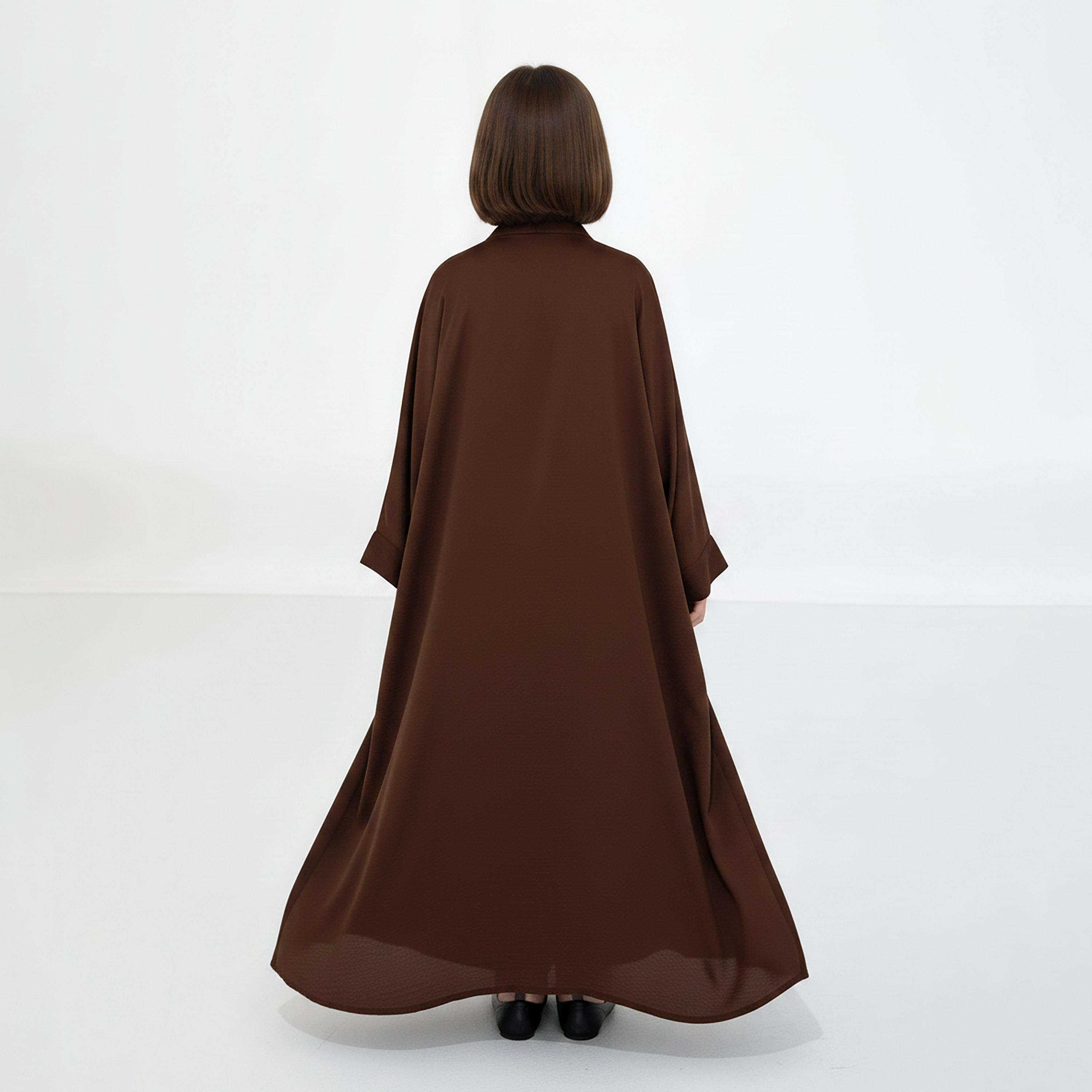 Msquare Fashion 3-Piece Textured Kimono Sleeves Silk Girls Abaya Set-girls-arabicclothing-abayas-image-5