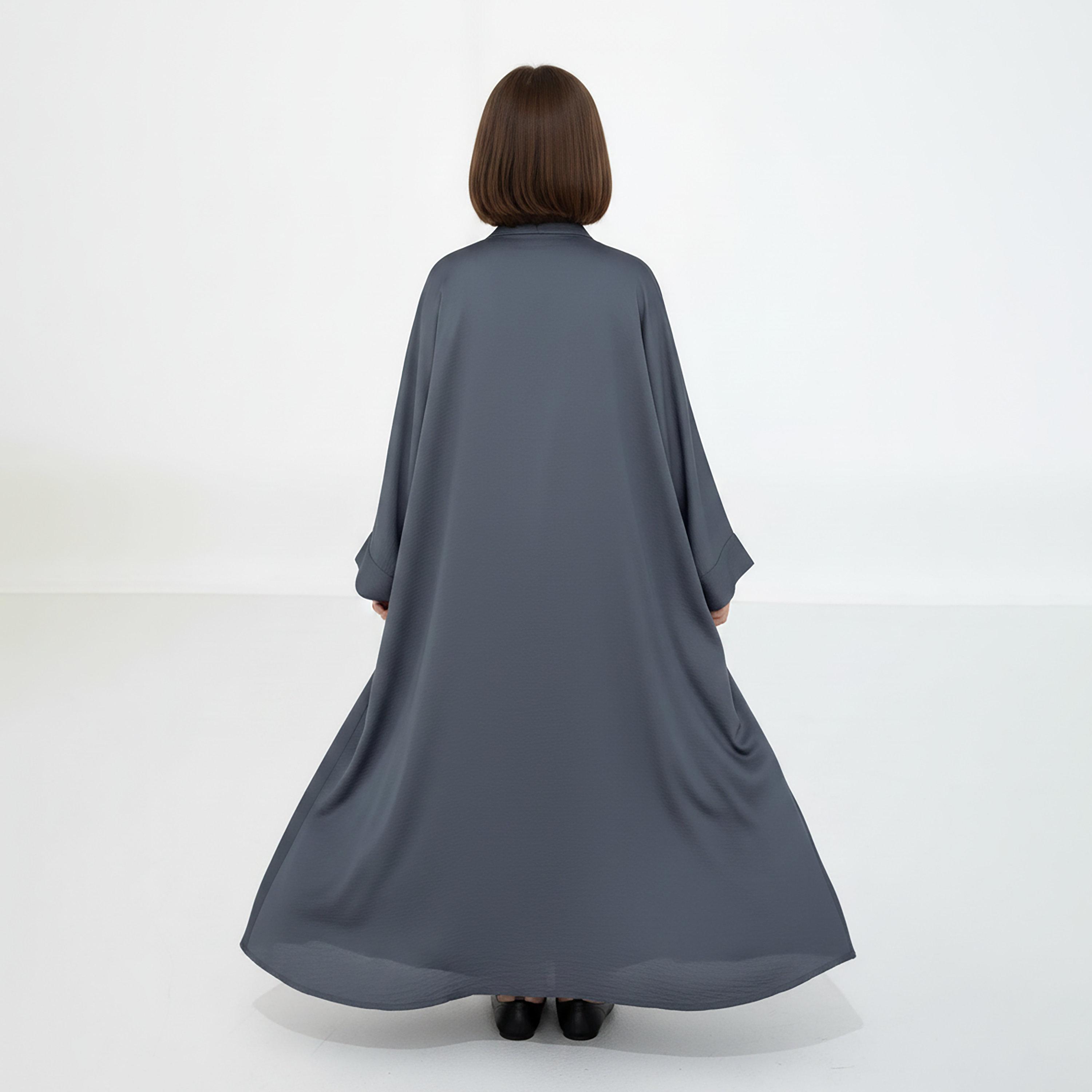 Msquare Fashion 3-Piece Textured Kimono Sleeves Silk Girls Abaya Set-girls-arabicclothing-abayas-image-5