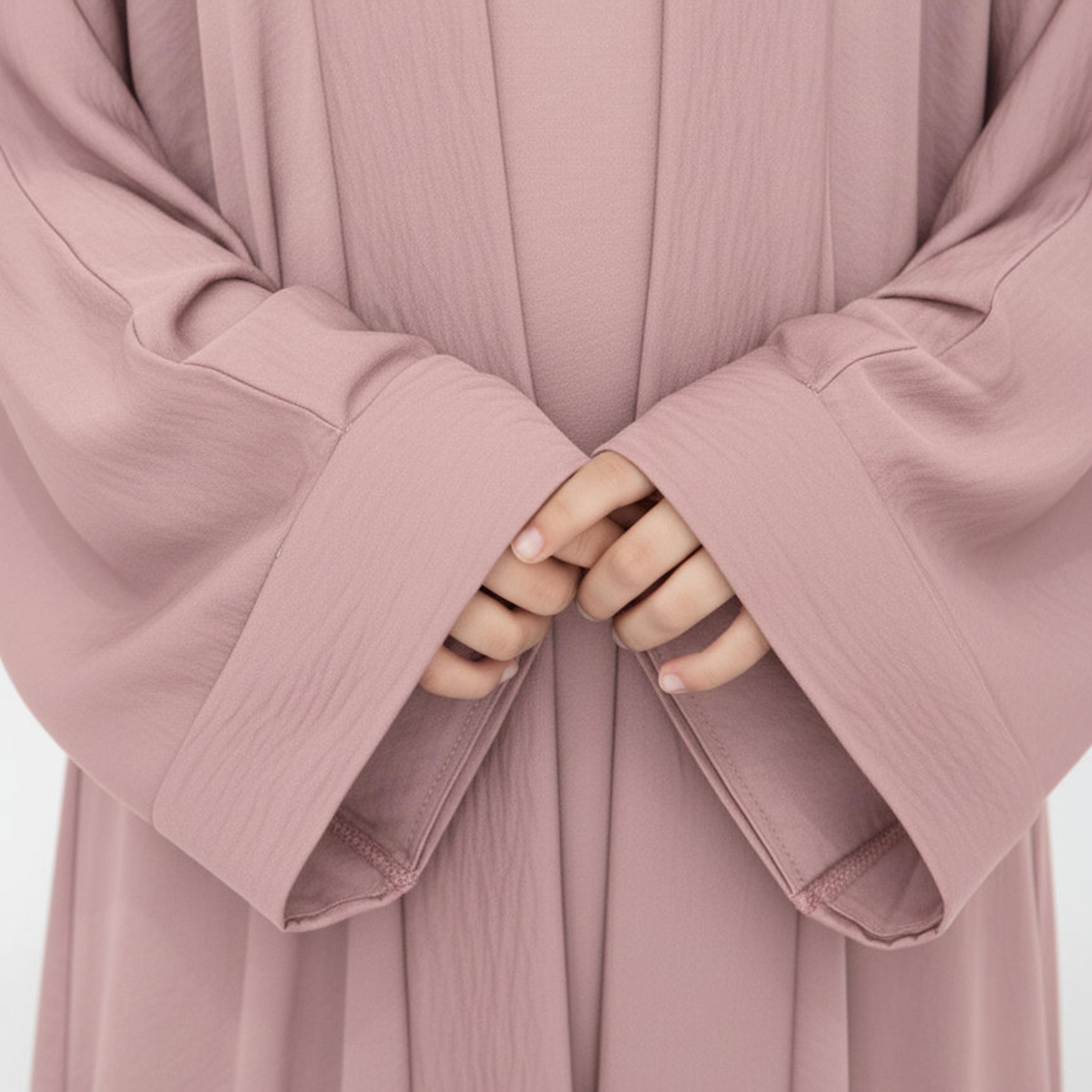 Msquare Fashion 3-Piece Textured Kimono Sleeves Silk Girls Abaya Set-girls-arabicclothing-abayas-image-2