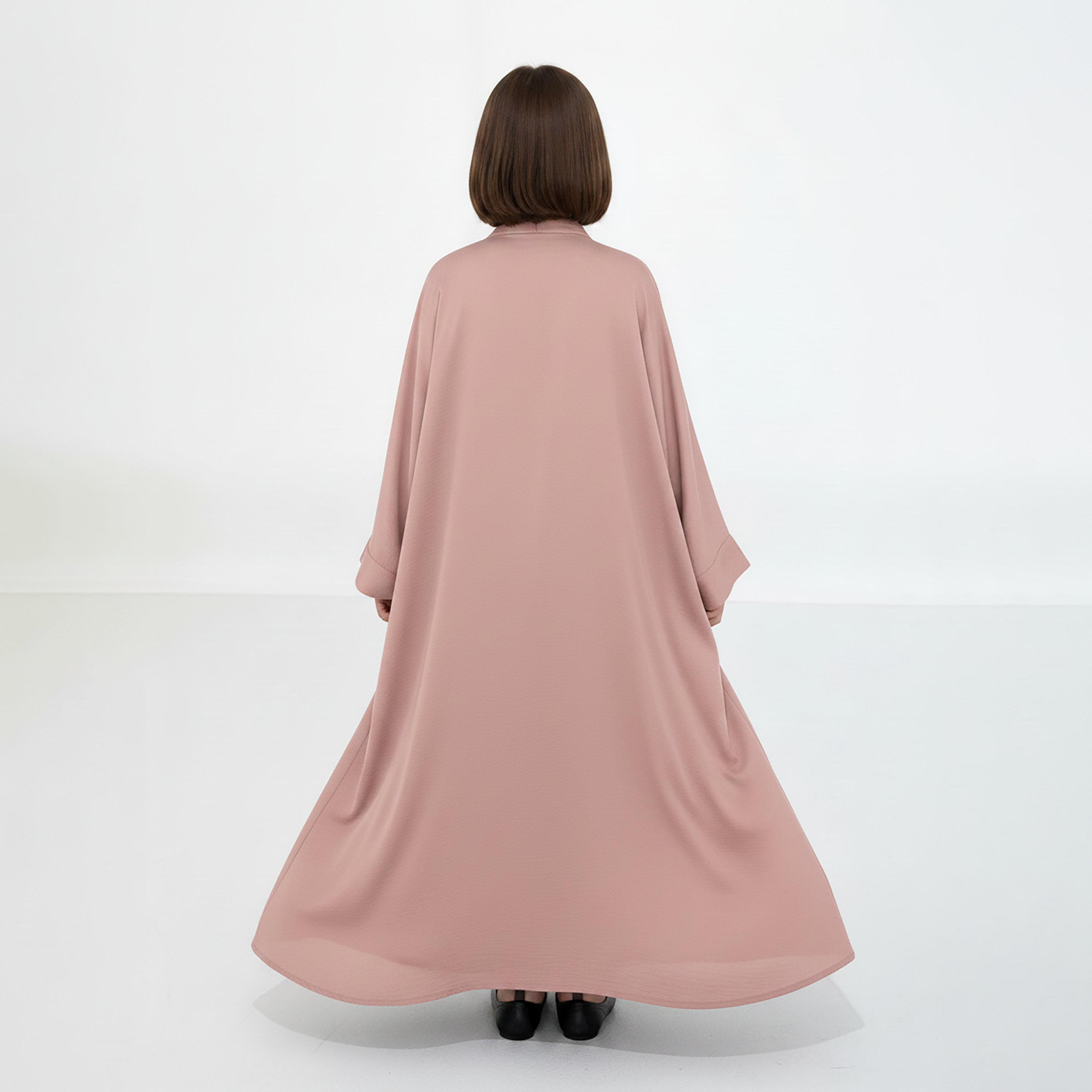 Msquare Fashion 3-Piece Textured Kimono Sleeves Silk Girls Abaya Set-girls-arabicclothing-abayas-image-4