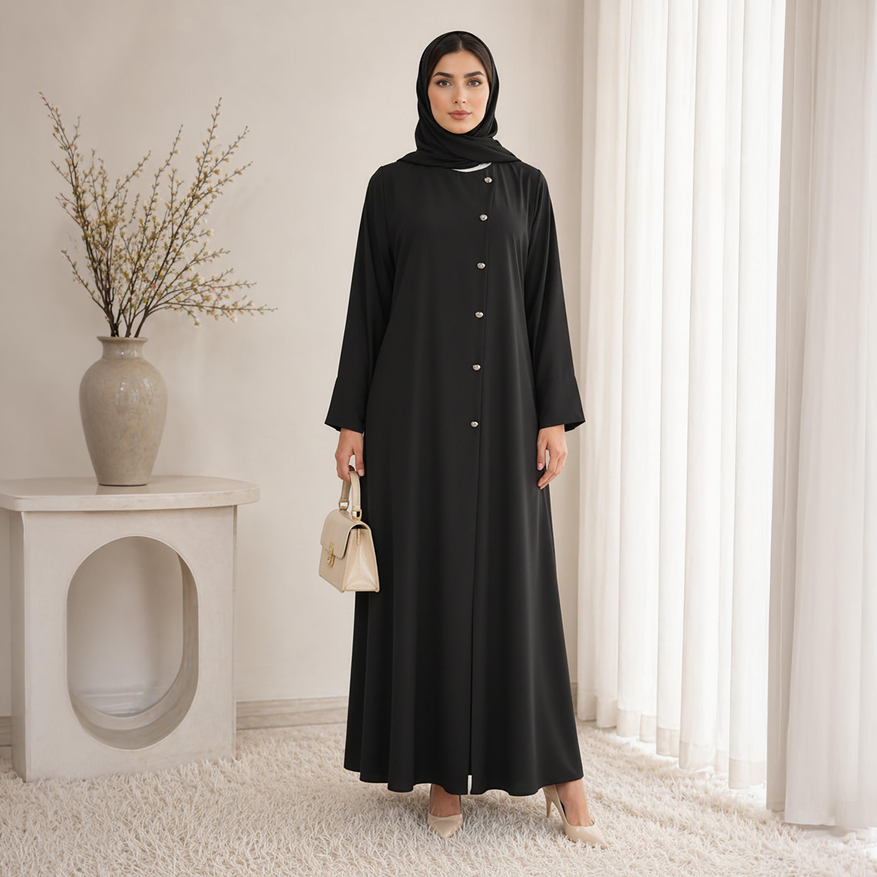 Msquare Fashion Nida Women's Korean Abaya with Hijab-women-arabicclothing-abayas-image-1
