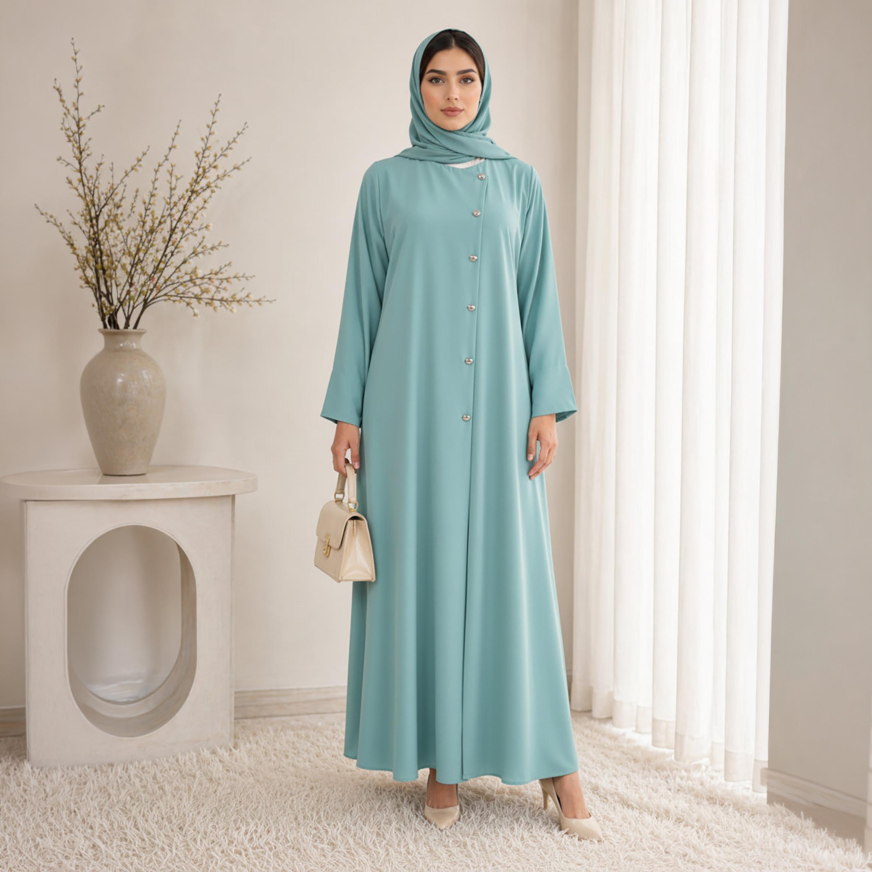 Msquare Fashion Nida Women's Korean Abaya with Hijab-women-arabicclothing-abayas-image-1
