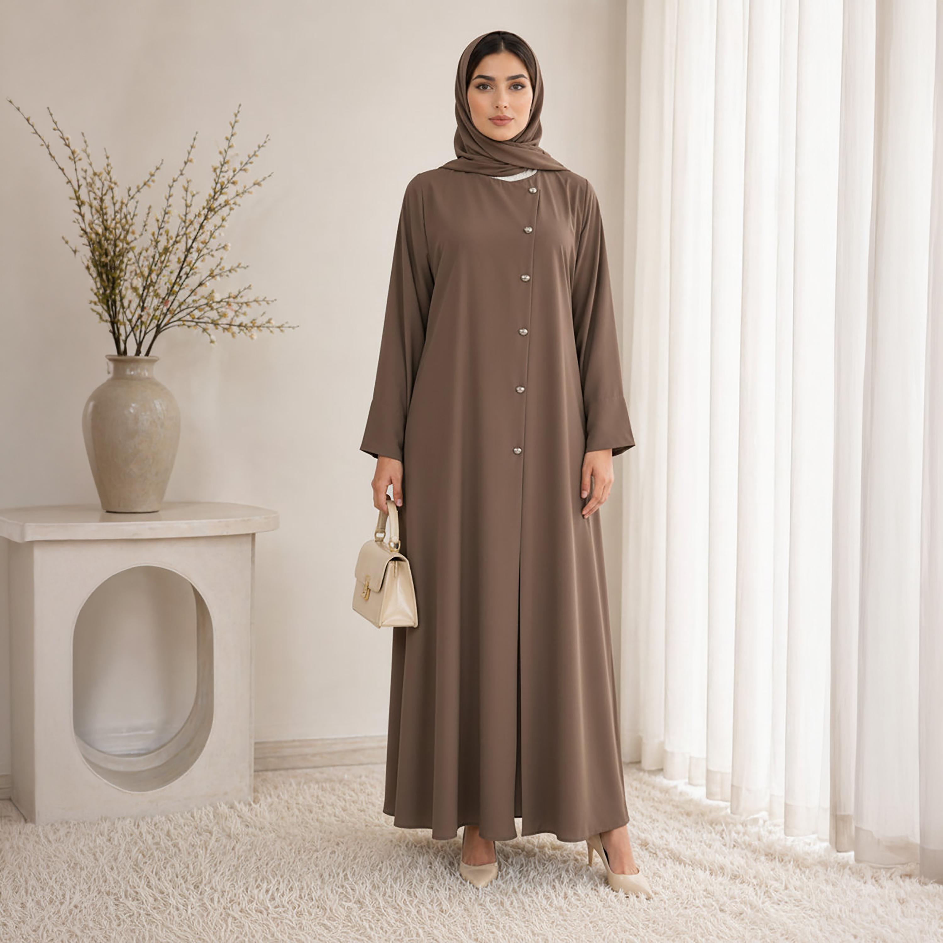 Msquare Fashion Nida Women's Korean Abaya with Hijab-women-arabicclothing-abayas-image-1