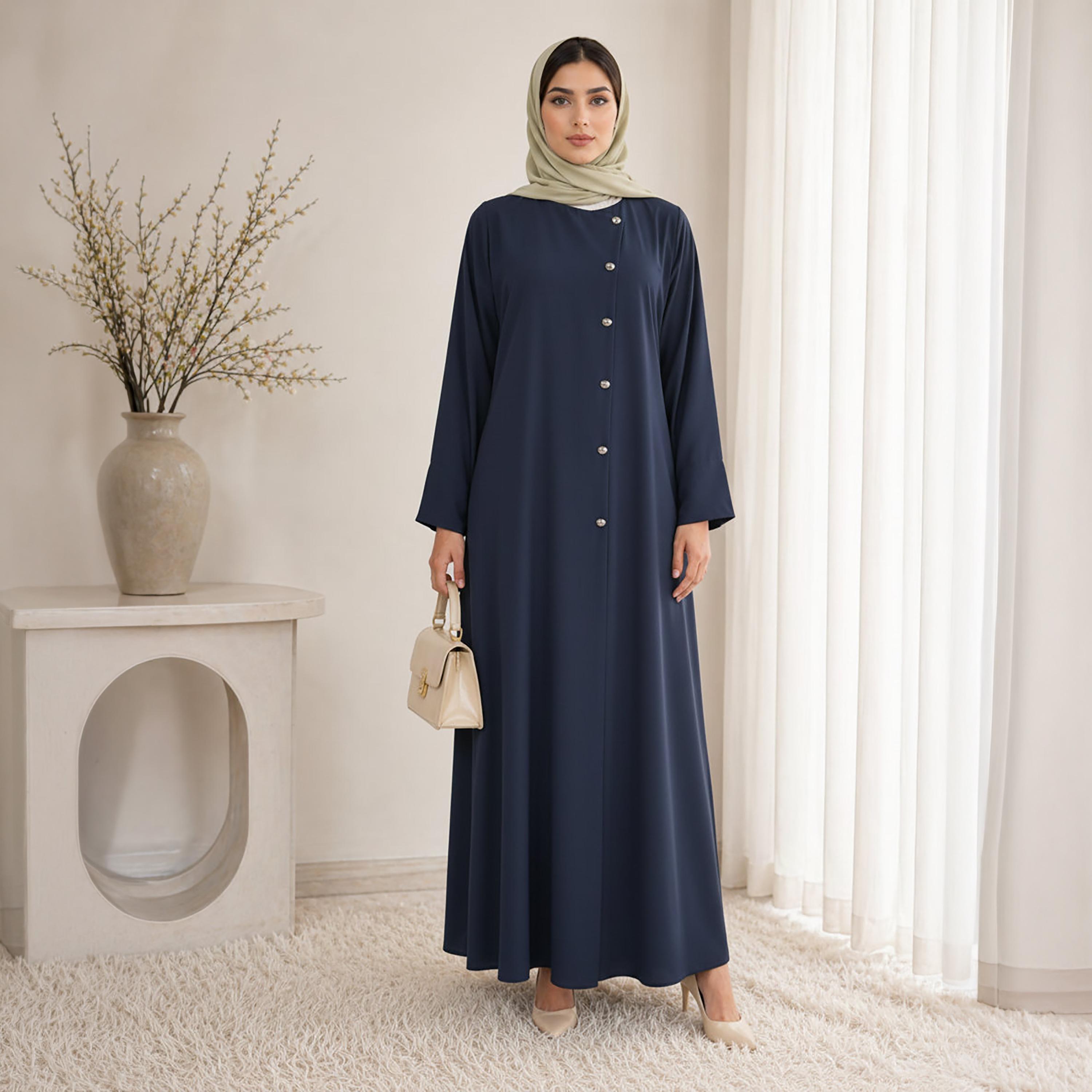 Msquare Fashion Nida Women's Korean Abaya with Hijab-women-arabicclothing-abayas-image-1