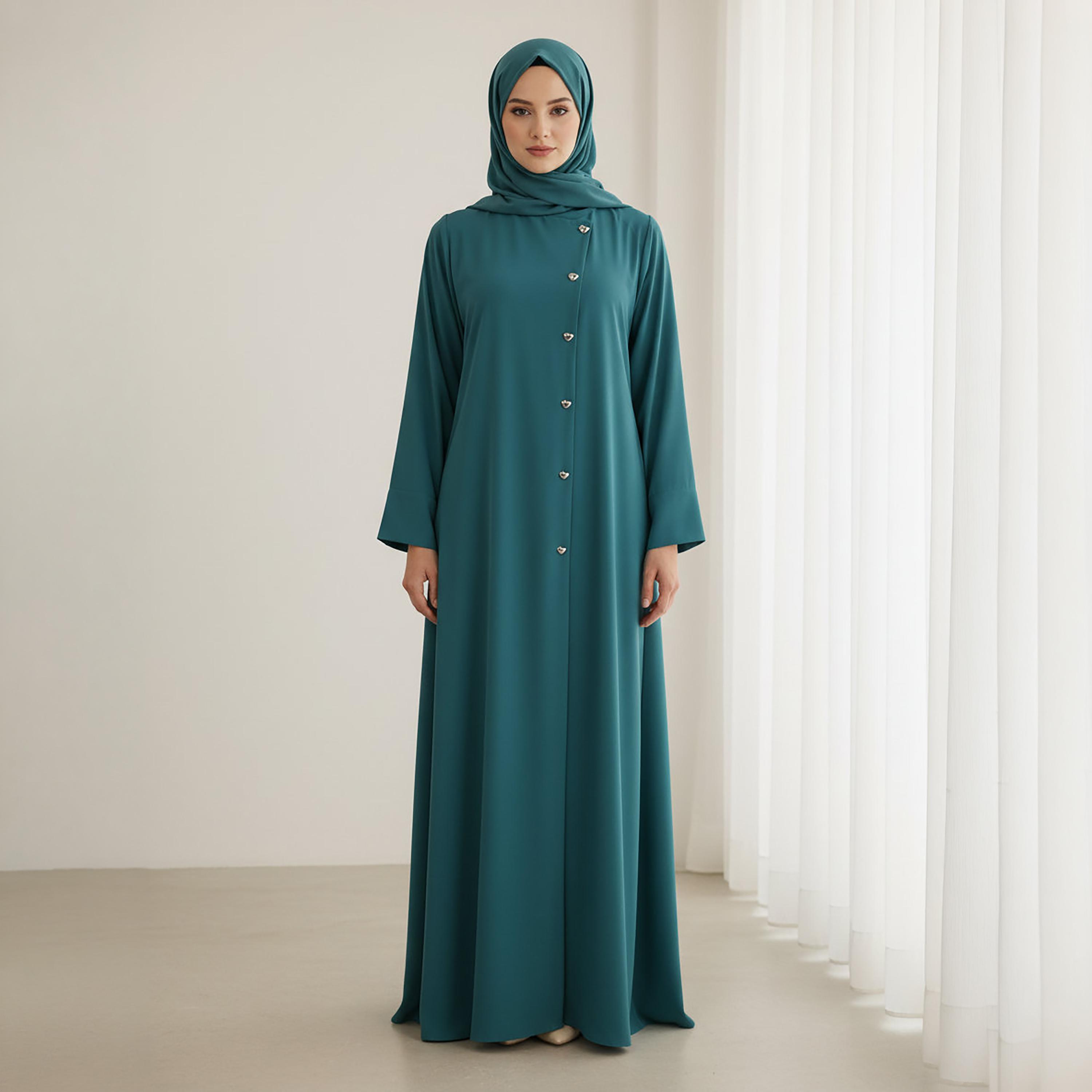 Msquare Fashion Nida Women's Korean Abaya with Hijab-women-arabicclothing-abayas-image-1