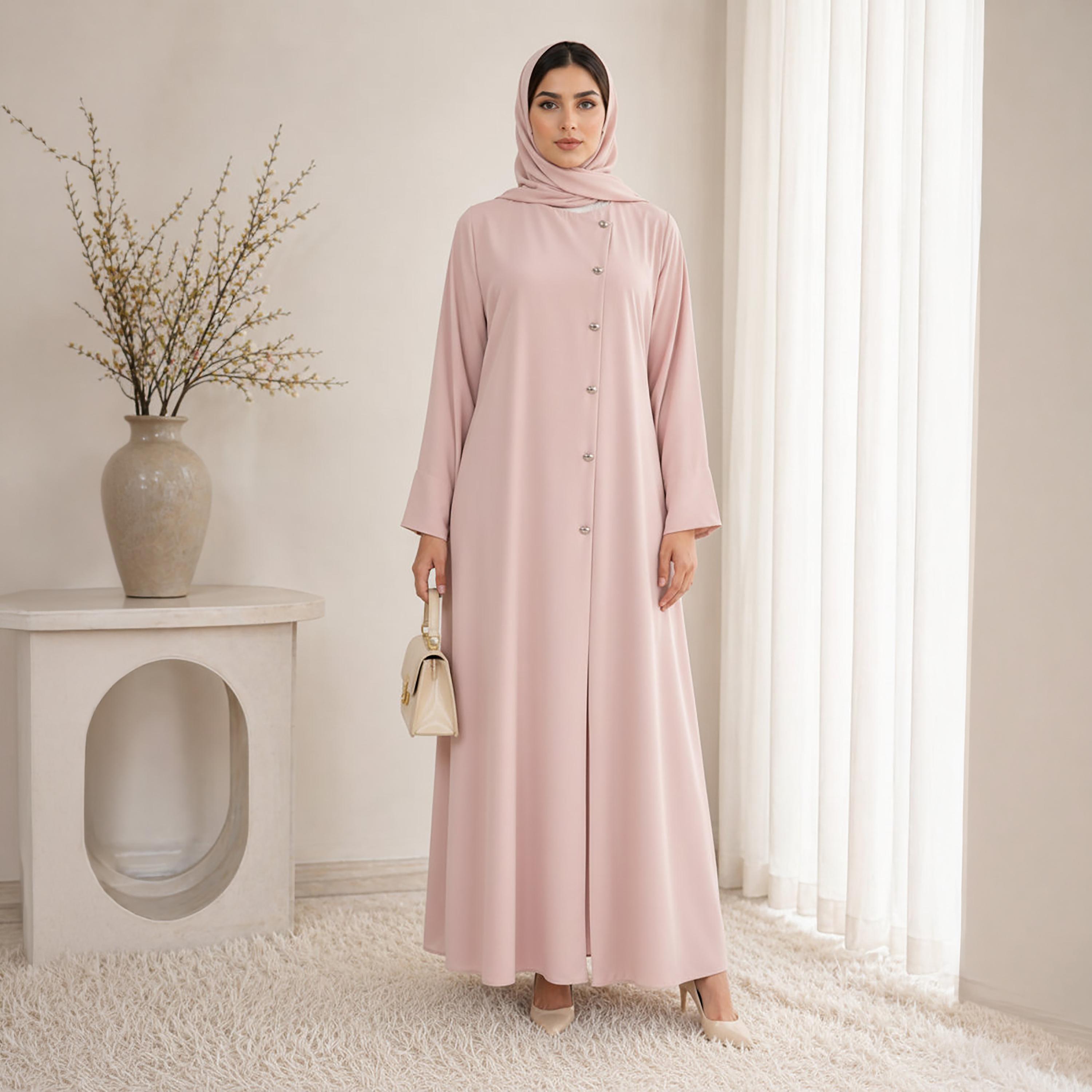 Msquare Fashion Nida Women's Korean Abaya with Hijab-women-arabicclothing-abayas-image-1