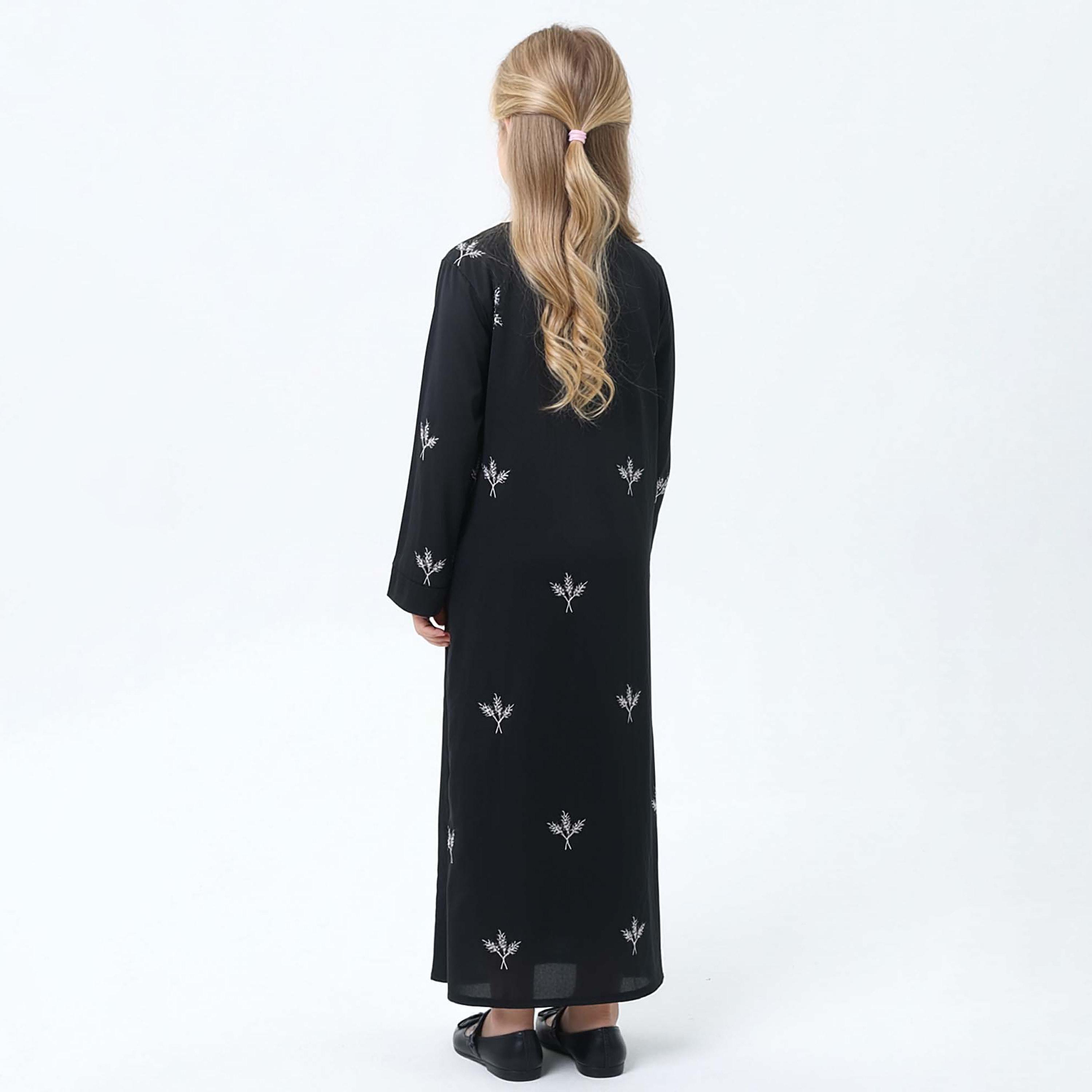 Msquare Fashion Black Embroidered Silk Girls Prayer Abaya-girls-arabicclothing-abayas-image-3
