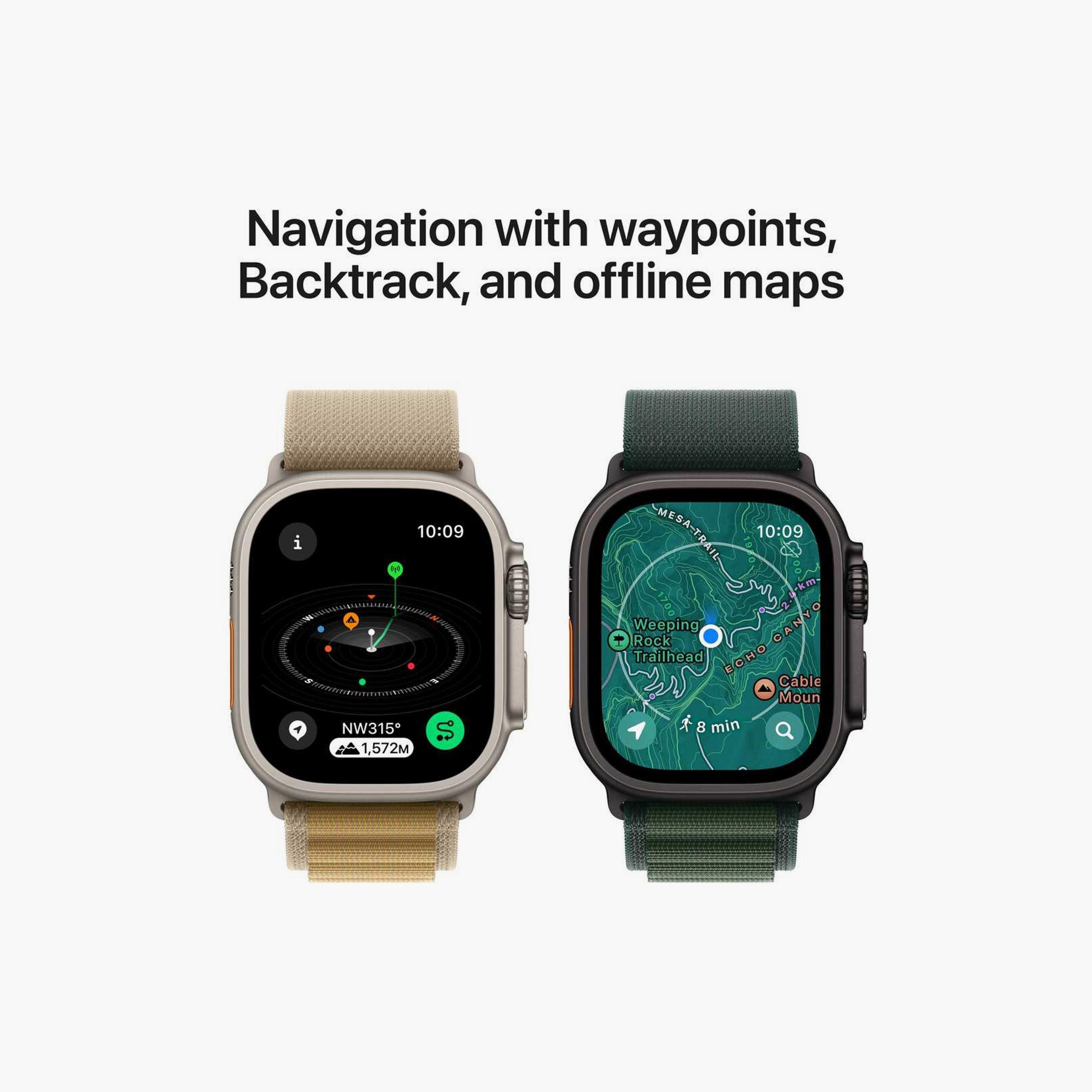 ساعة Apple Watch Ultra 2 بنظام تحديد المواقع + شبكة خلوية، هيكل من التيتانيوم الأسود مقاس 49 ملم مع حزام ميلانو من التيتانيوم الأسود-electronics-smartwatches-image-5
