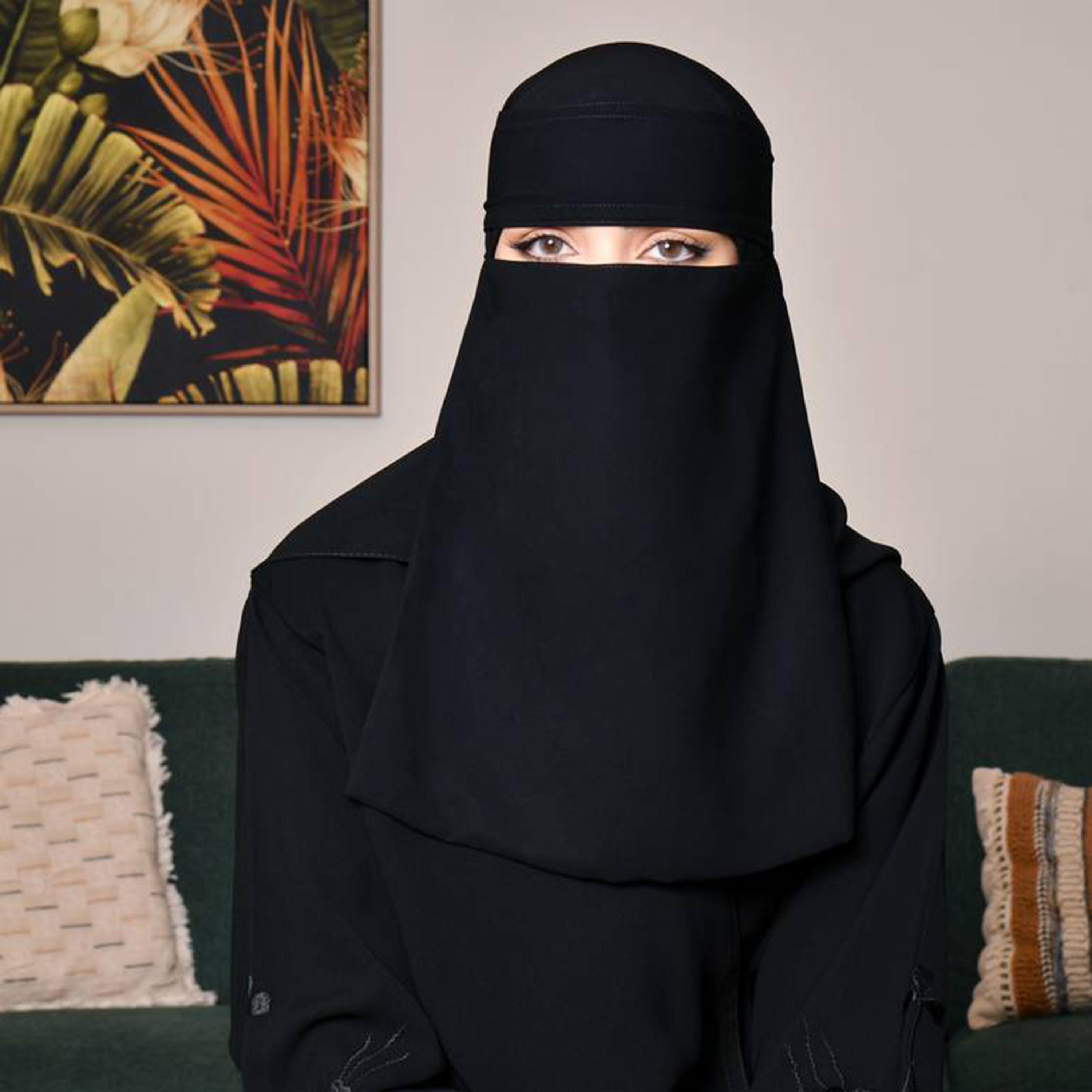 Beyond Abaya Black Silk Women's Niqab with Velcro Closure-women-arabicclothing-headscarf-niqab-image-1