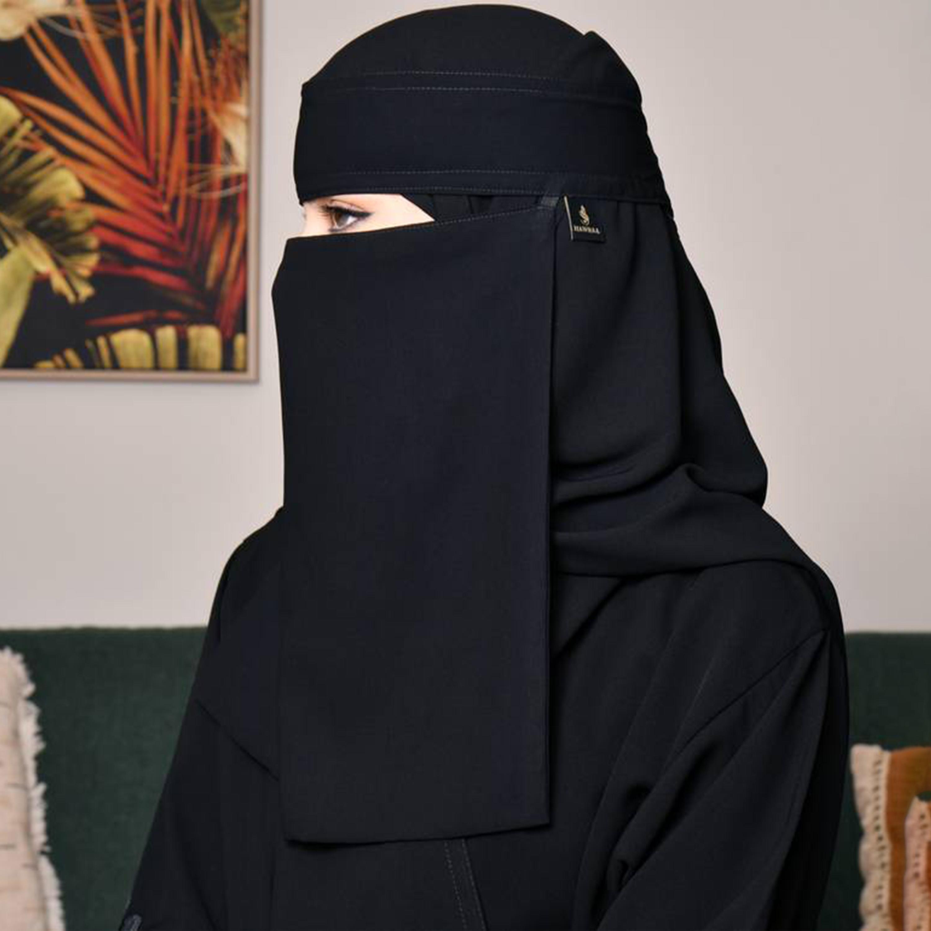 Beyond Abaya Black Silk Women's Niqab with Velcro Closure-women-arabicclothing-headscarf-niqab-image-2