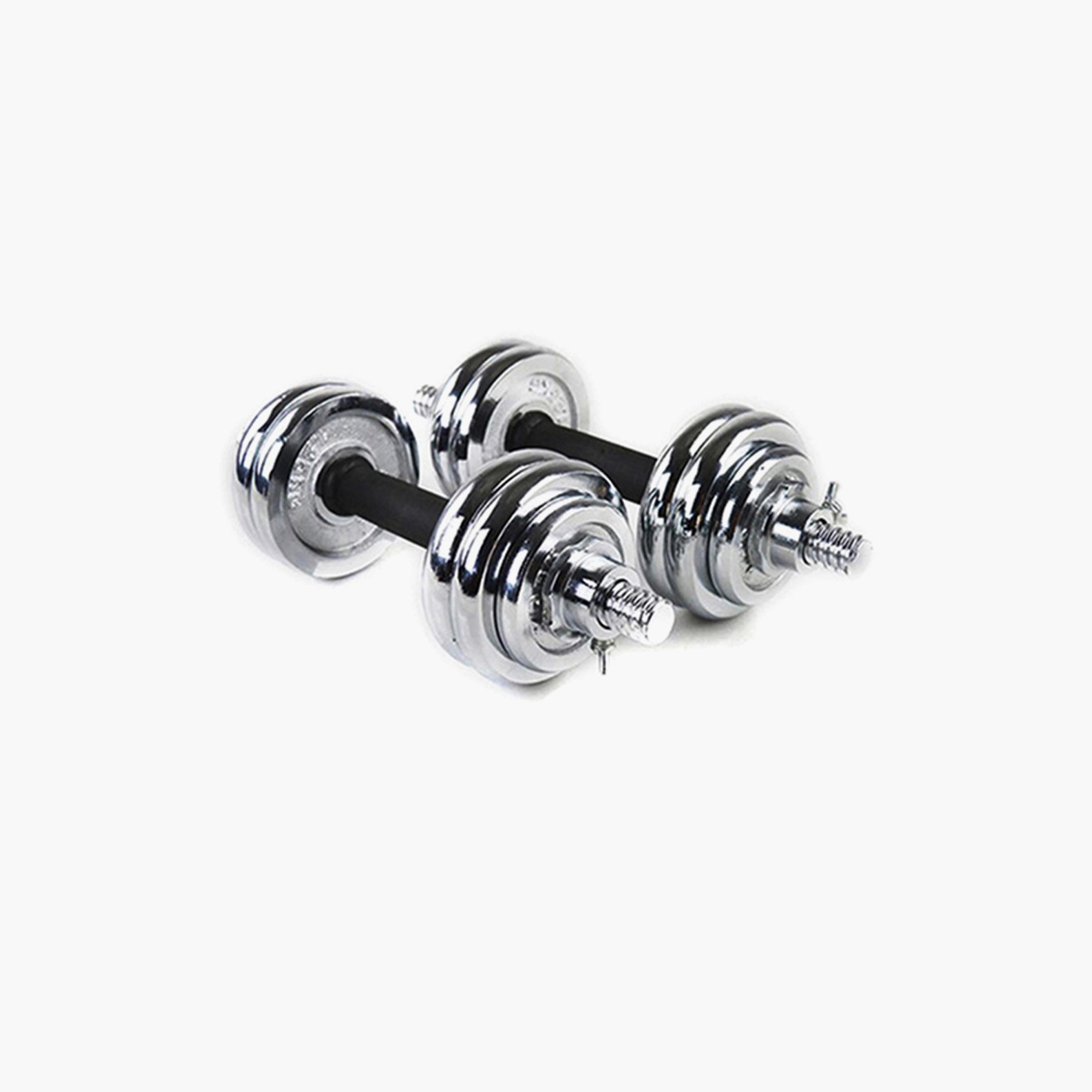Integrated Dumbbell Kit, 20 Kg - Black and Silver-sports-gear-gym-image-3