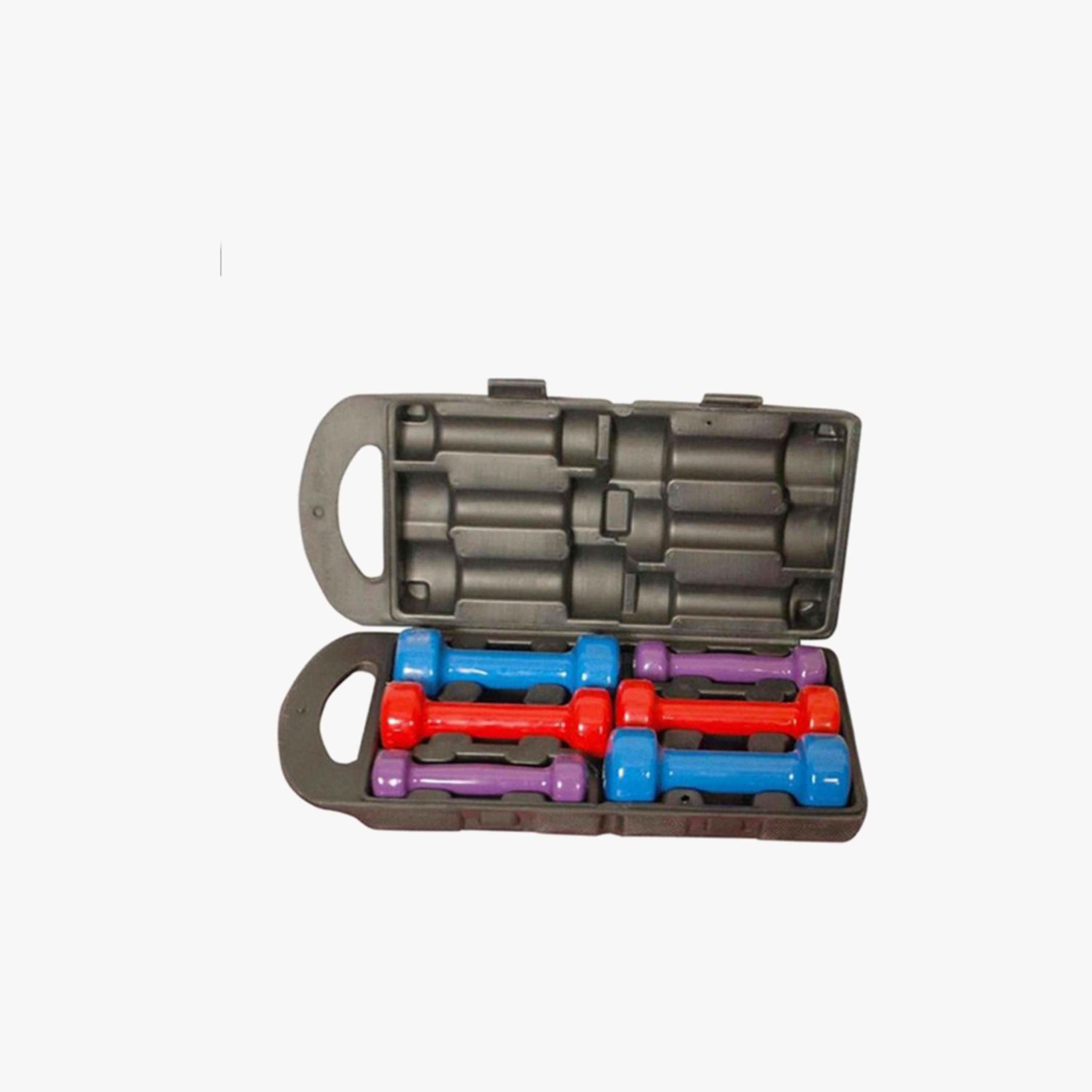 Dumbbell Set, 10 Kg, 3-Pair - Multicolour -sports-gear-gym-image-1