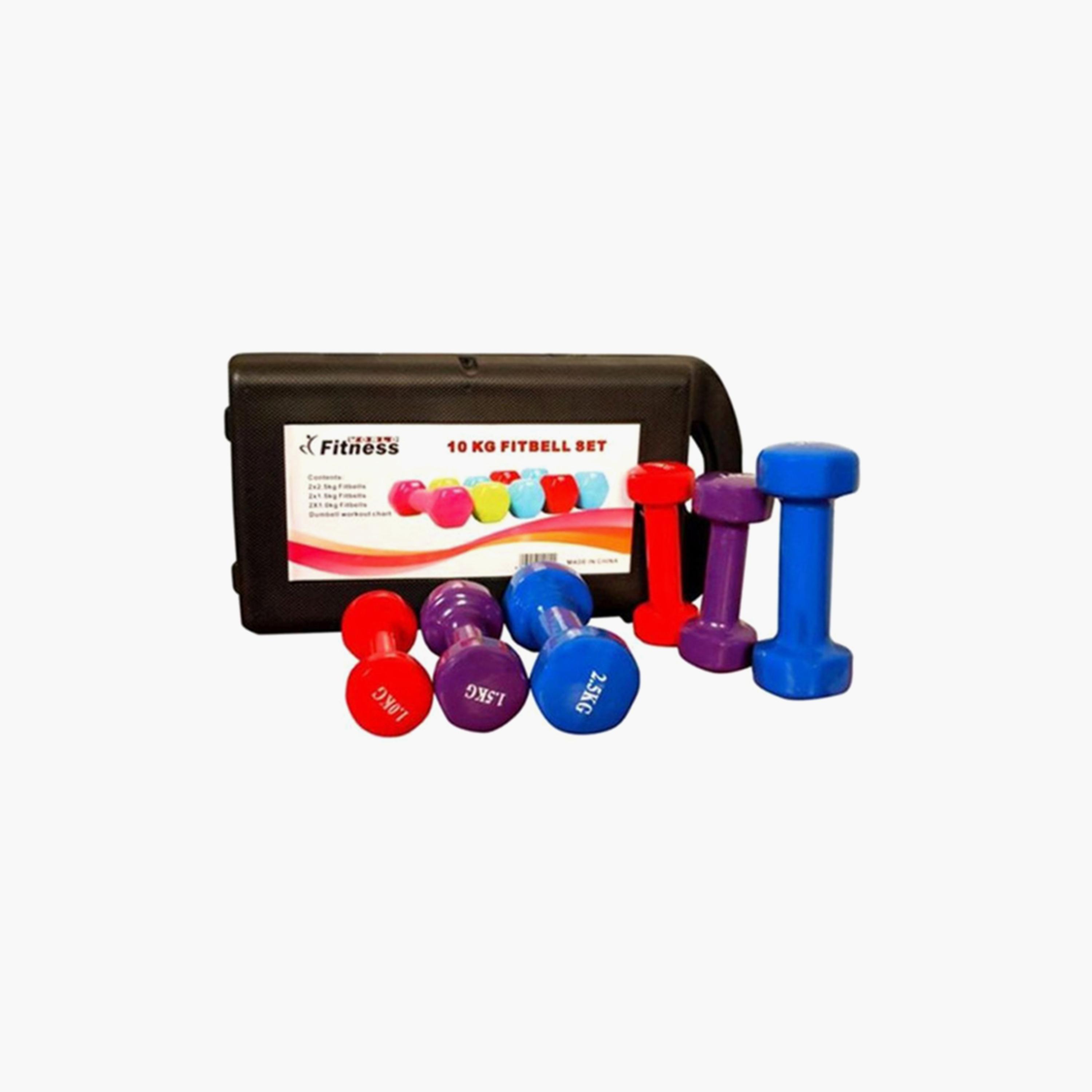 Dumbbell Set, 10 Kg, 3-Pair - Multicolour -sports-gear-gym-image-2