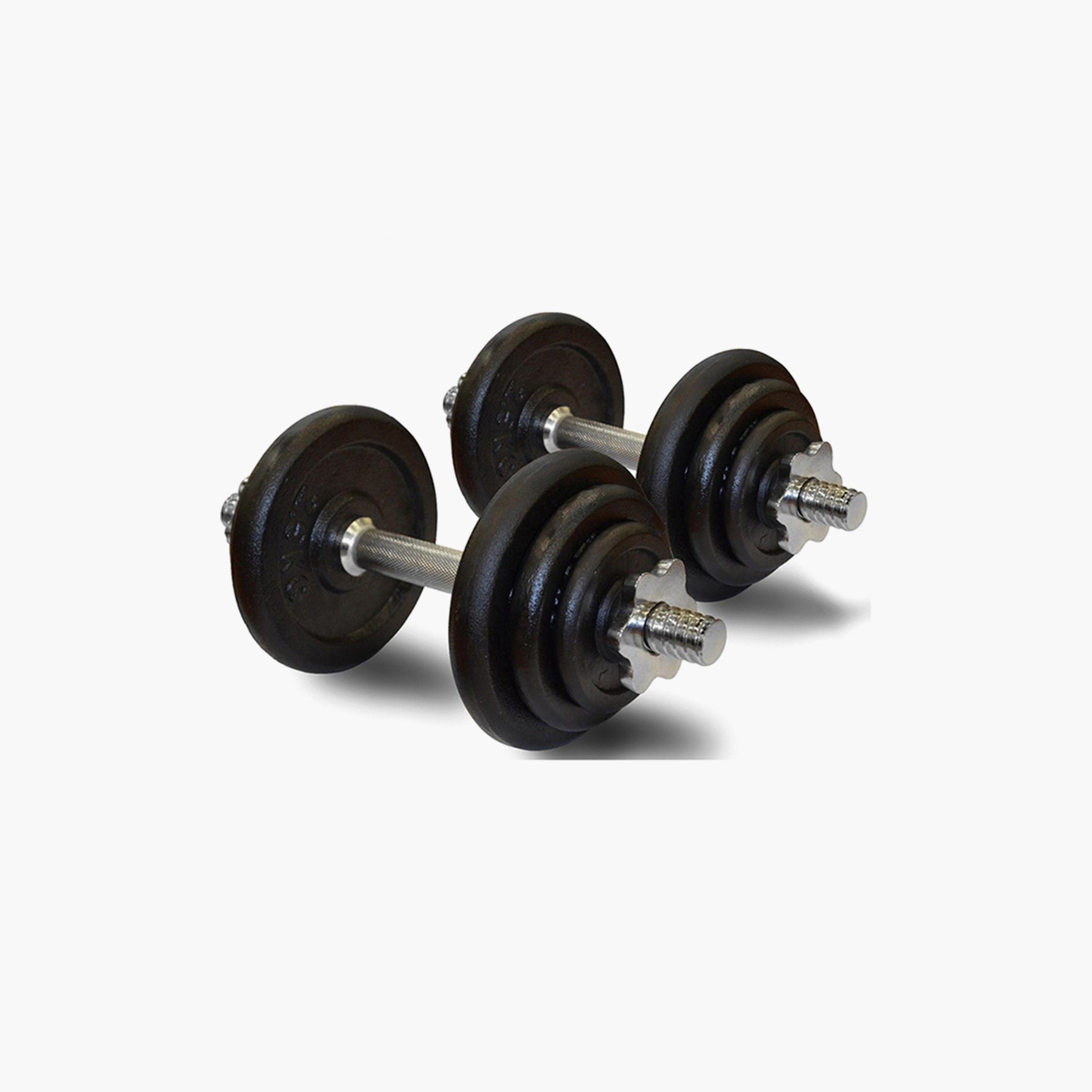 Integrated Weight Dumbbell Set, 20 Kg - Black and Silver-sports-gear-gym-image-2