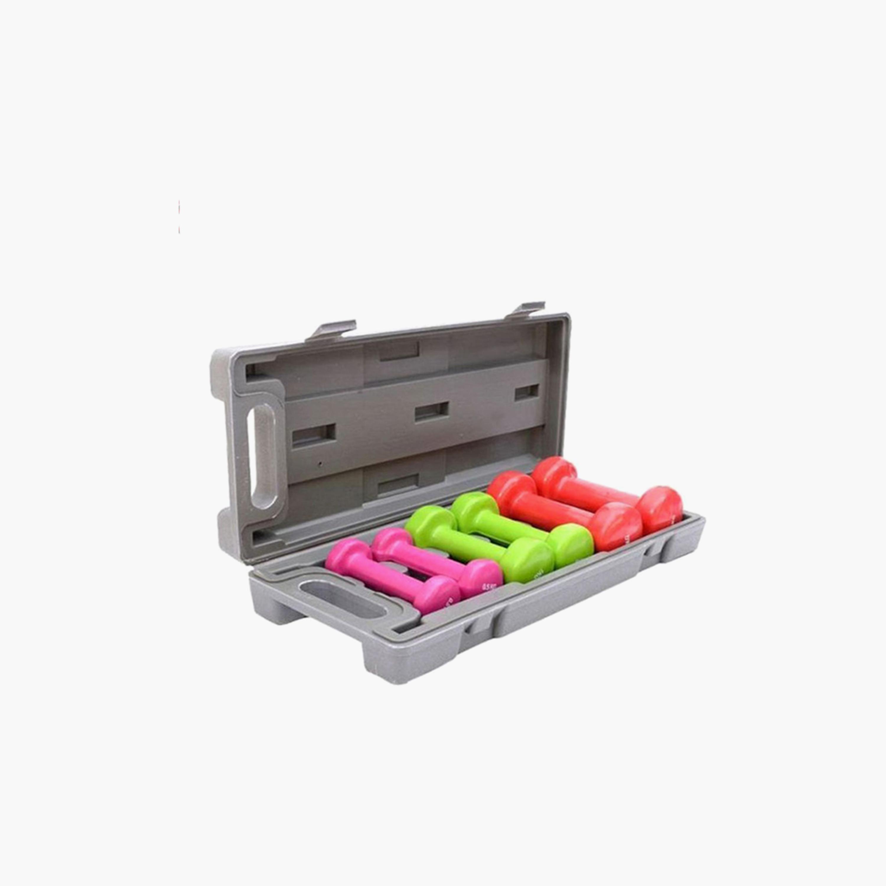 Weight Range Dumbbell With Case, 10 Kg, Pack of 3 - Multicolour -sports-gear-gym-image-1