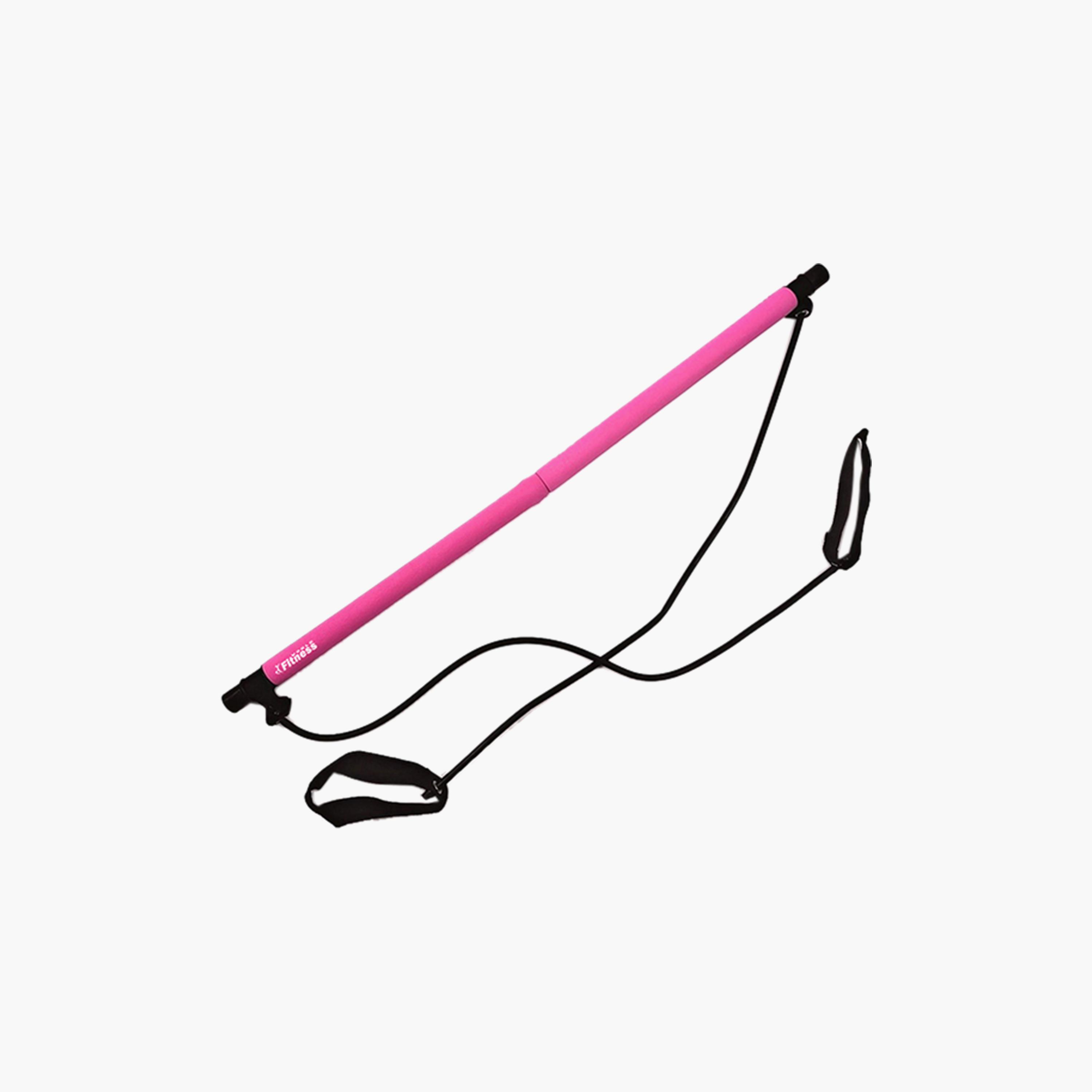 Bar With Rubber Belts - Pink-sports-gear-gym-image-1