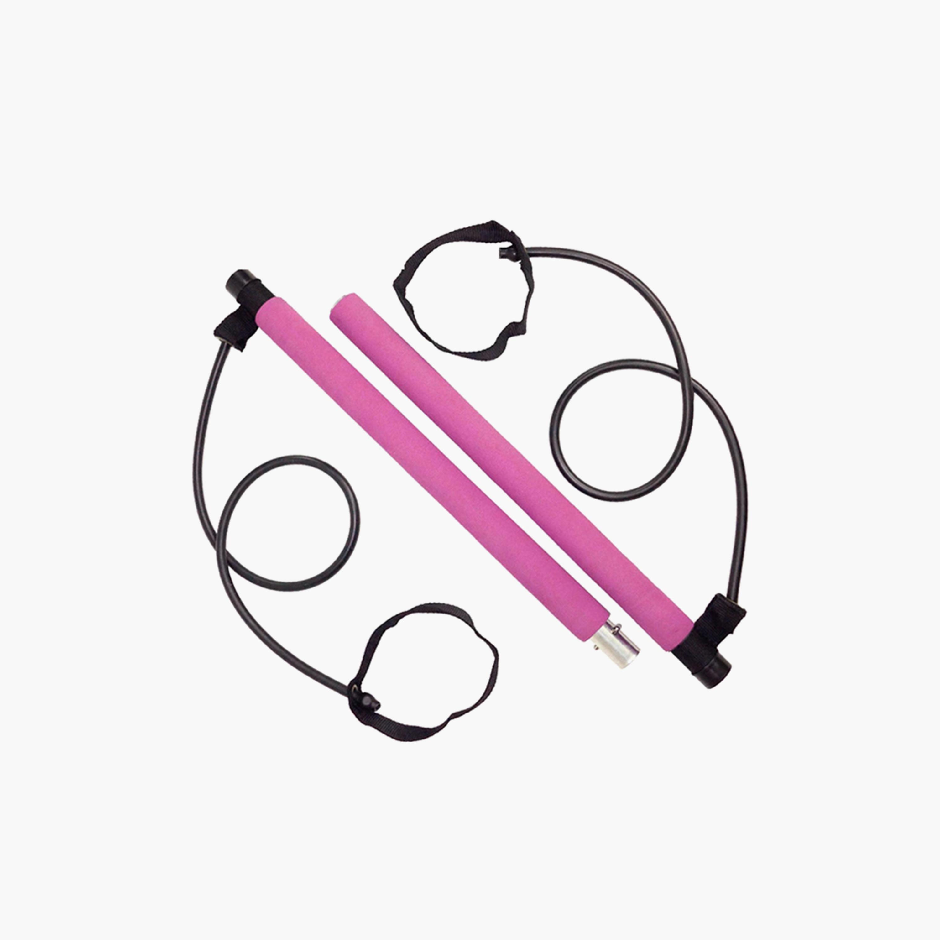 Bar With Rubber Belts - Pink-sports-gear-gym-image-2
