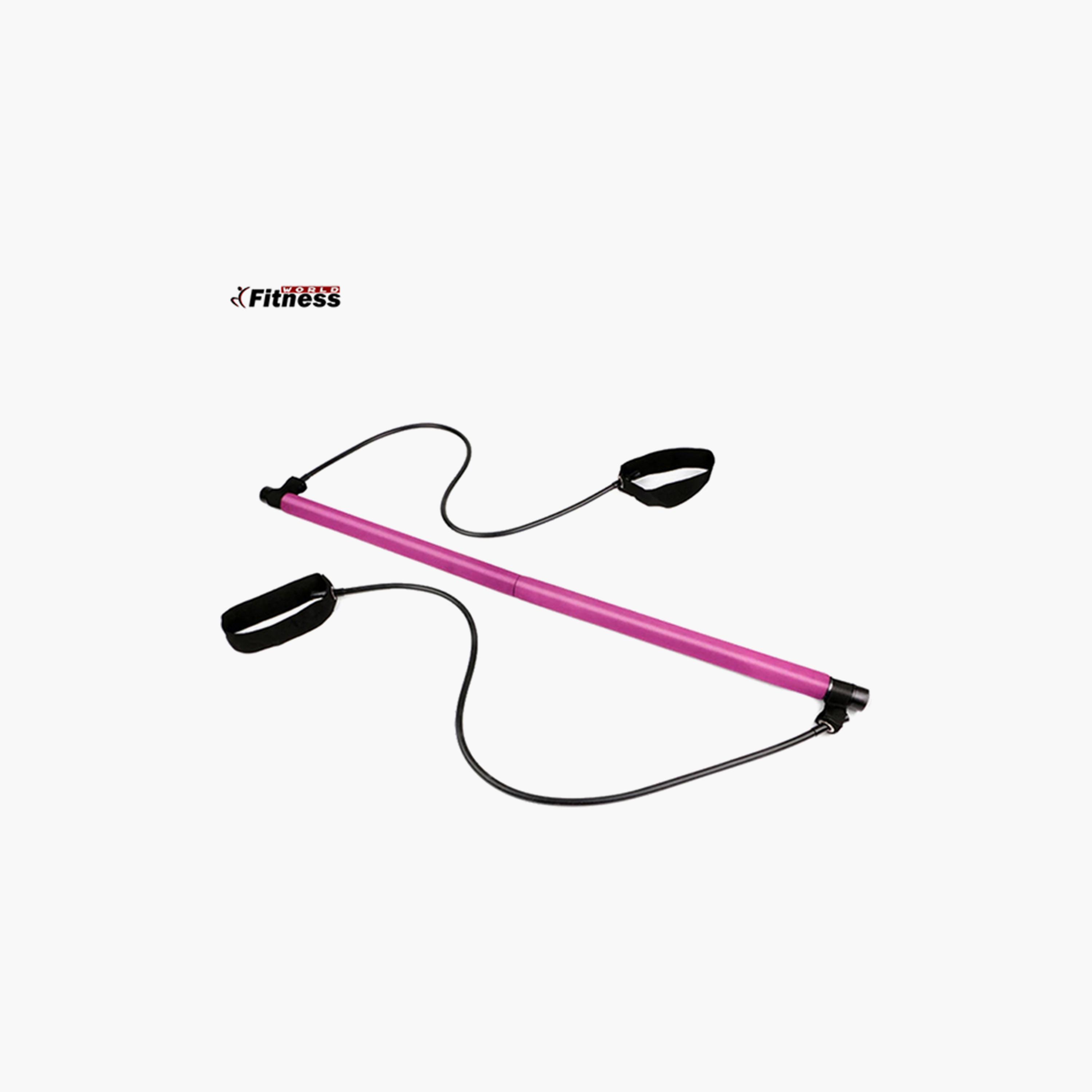 Bar With Rubber Belts - Pink-sports-gear-gym-image-3