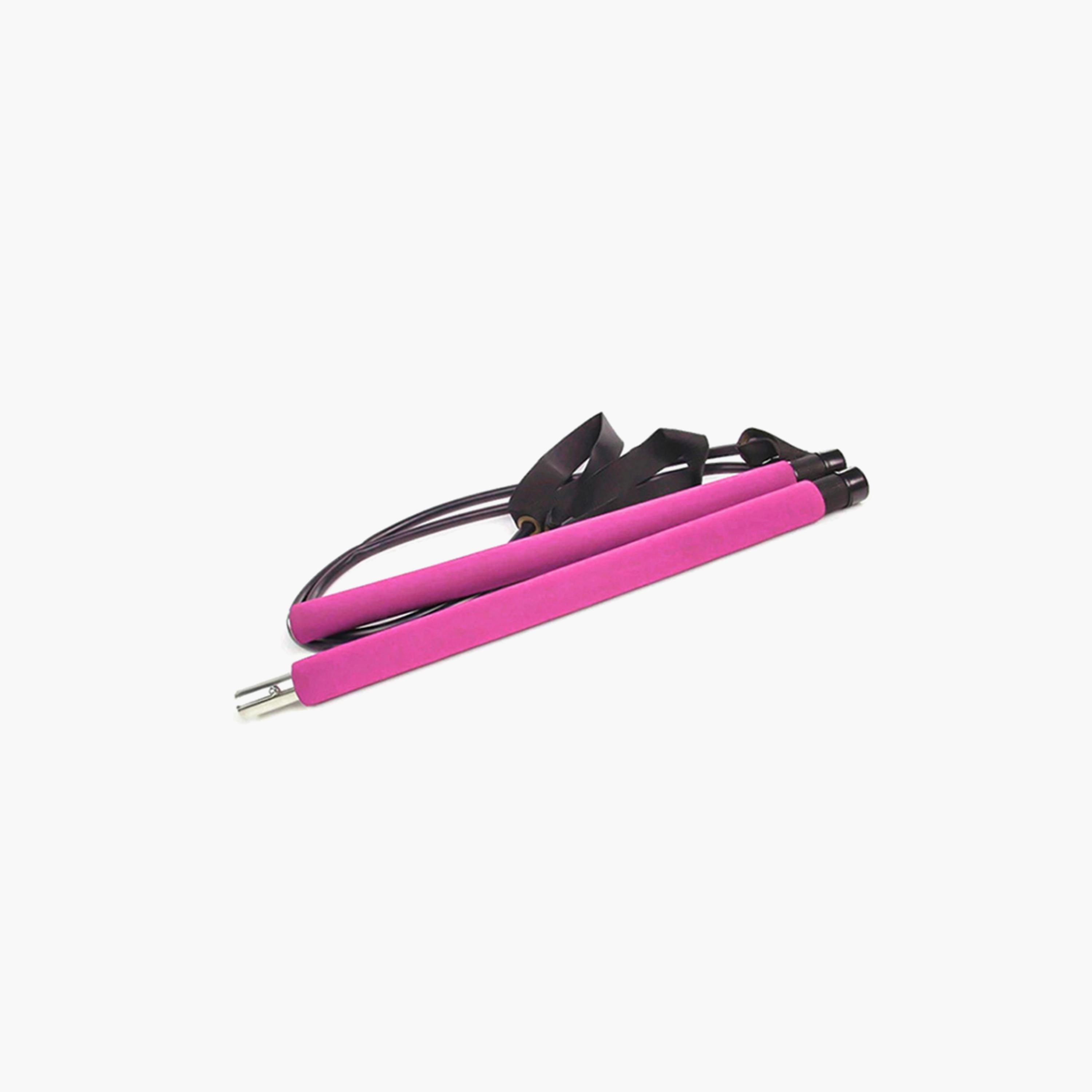 Bar With Rubber Belts - Pink-sports-gear-gym-image-4