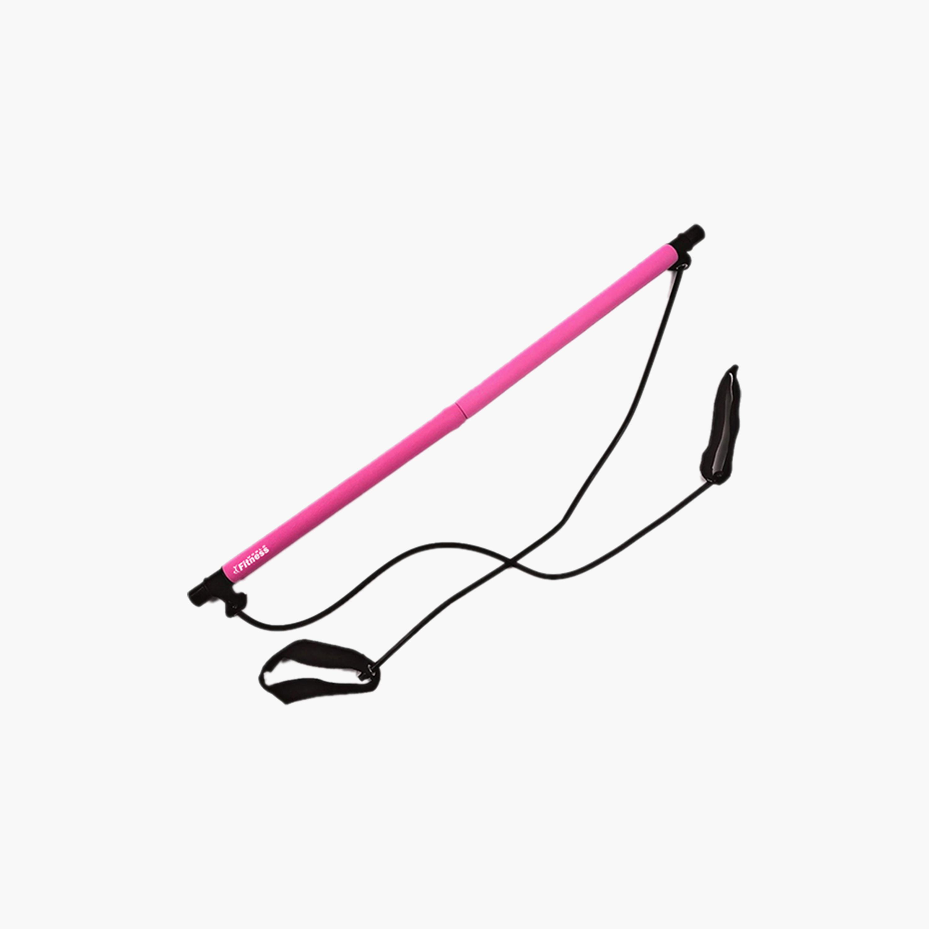 Bar With Rubber Belts FW016 - Pink-sports-gear-gym-image-1