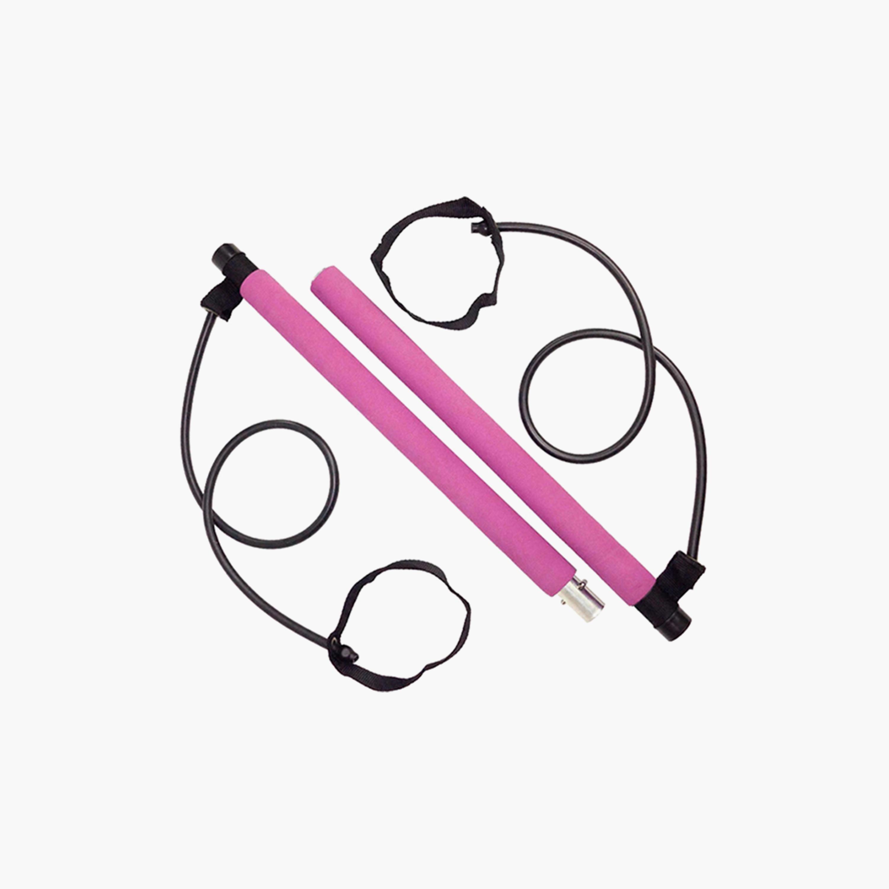 Bar With Rubber Belts FW016 - Pink-sports-gear-gym-image-2
