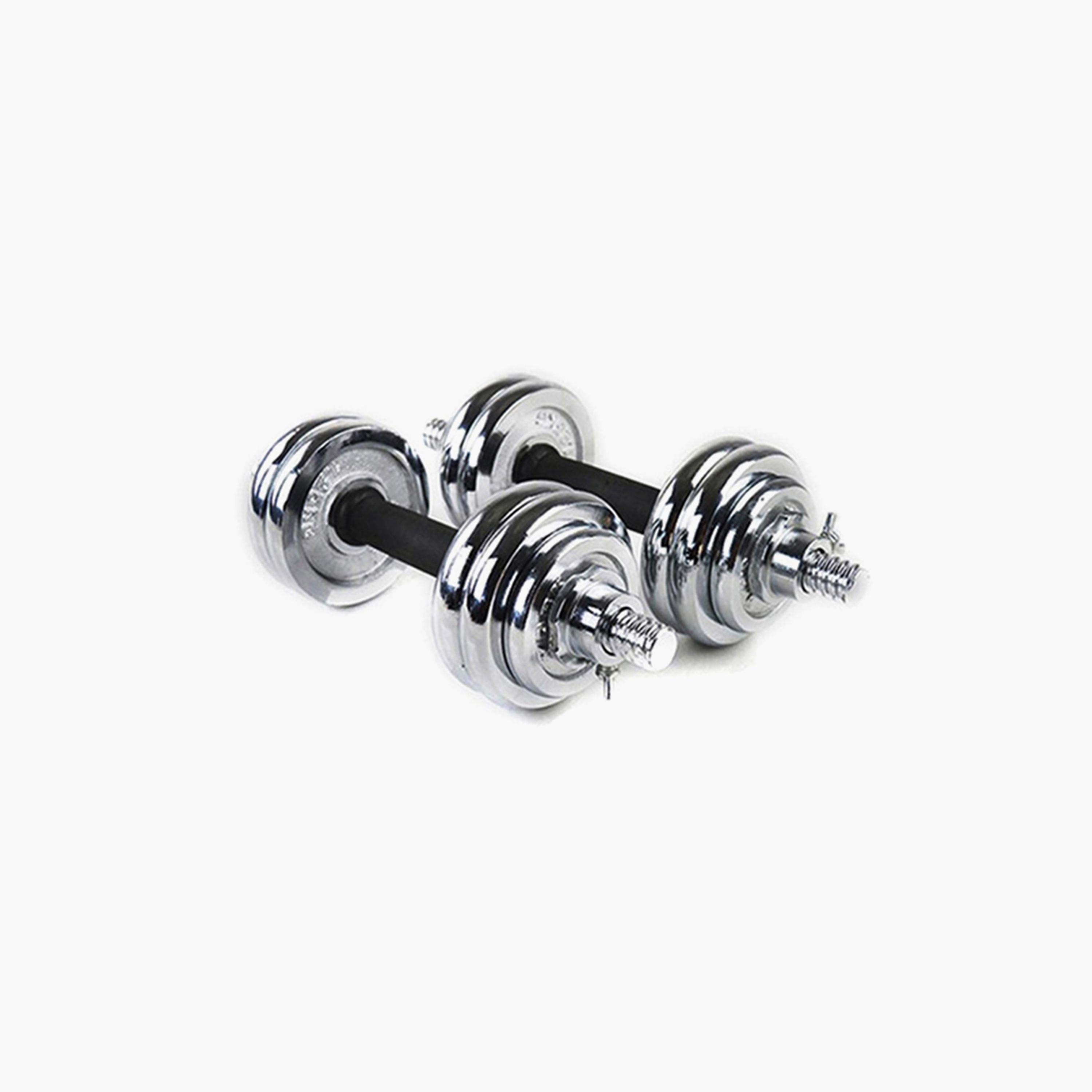 Integrated Dumbbell Kit, 20 Kg - Black and Silver-sports-gear-gym-image-3
