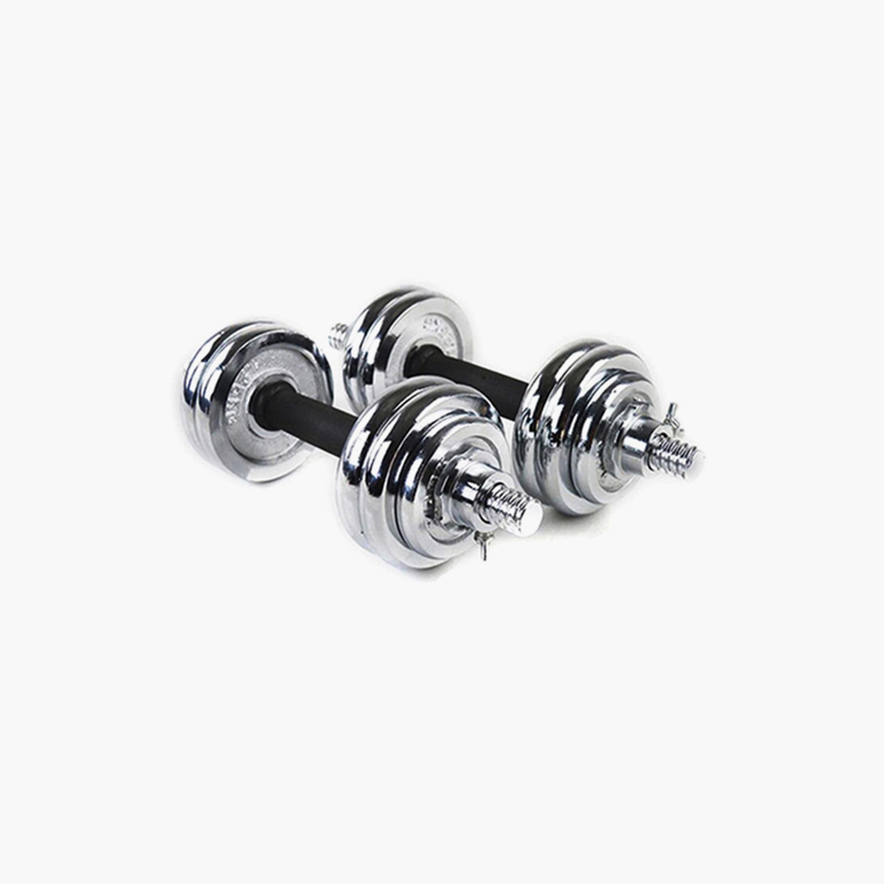 Pair of Fitness Workout Dumbbells Set, 20 Kg - Silver-sports-gear-gym-image-2