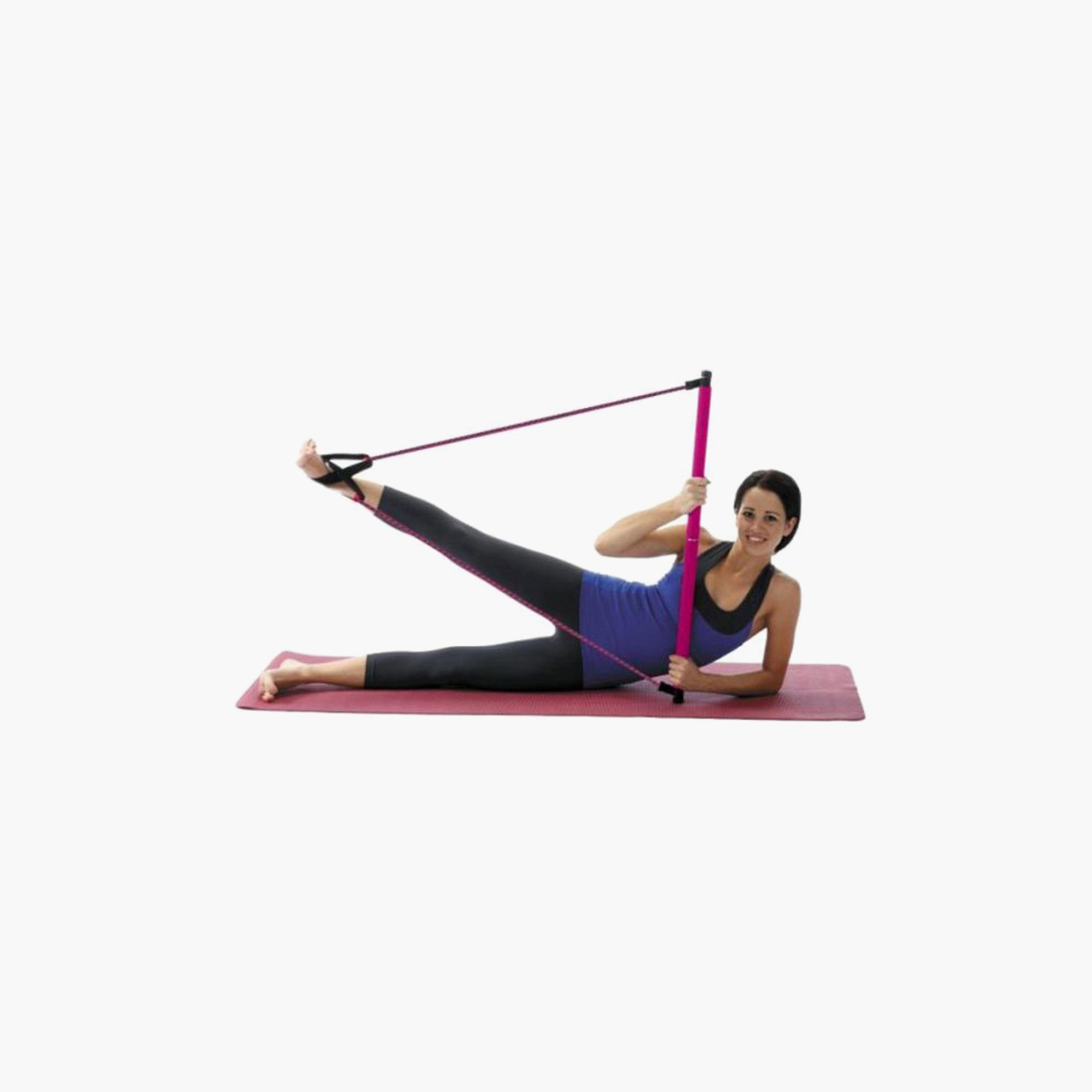 Bar With Rubber Belts For Arms and Legs Training - Pink-sports-gear-gym-image-4
